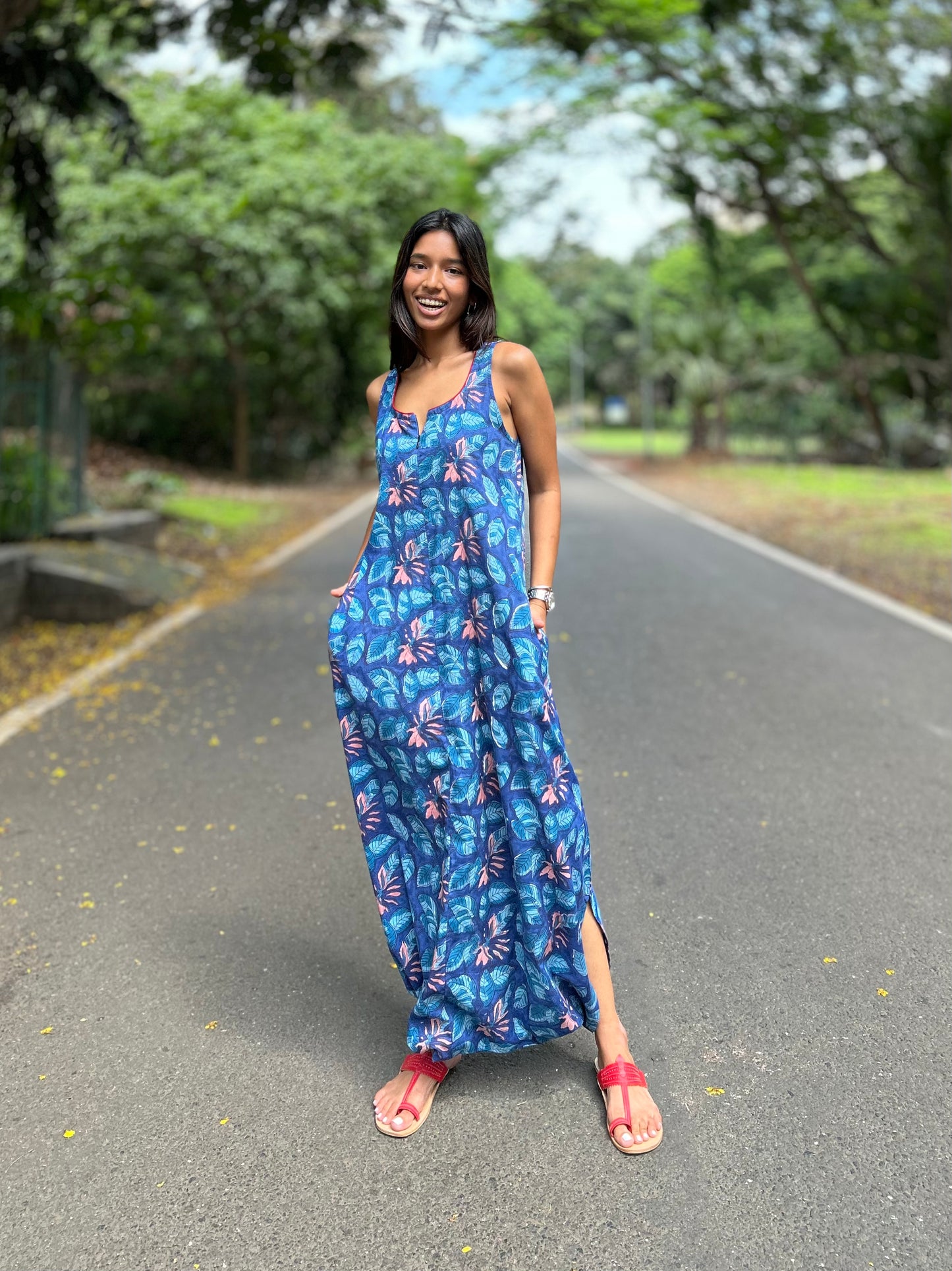 Indigo fleur dhoti jumpsuit