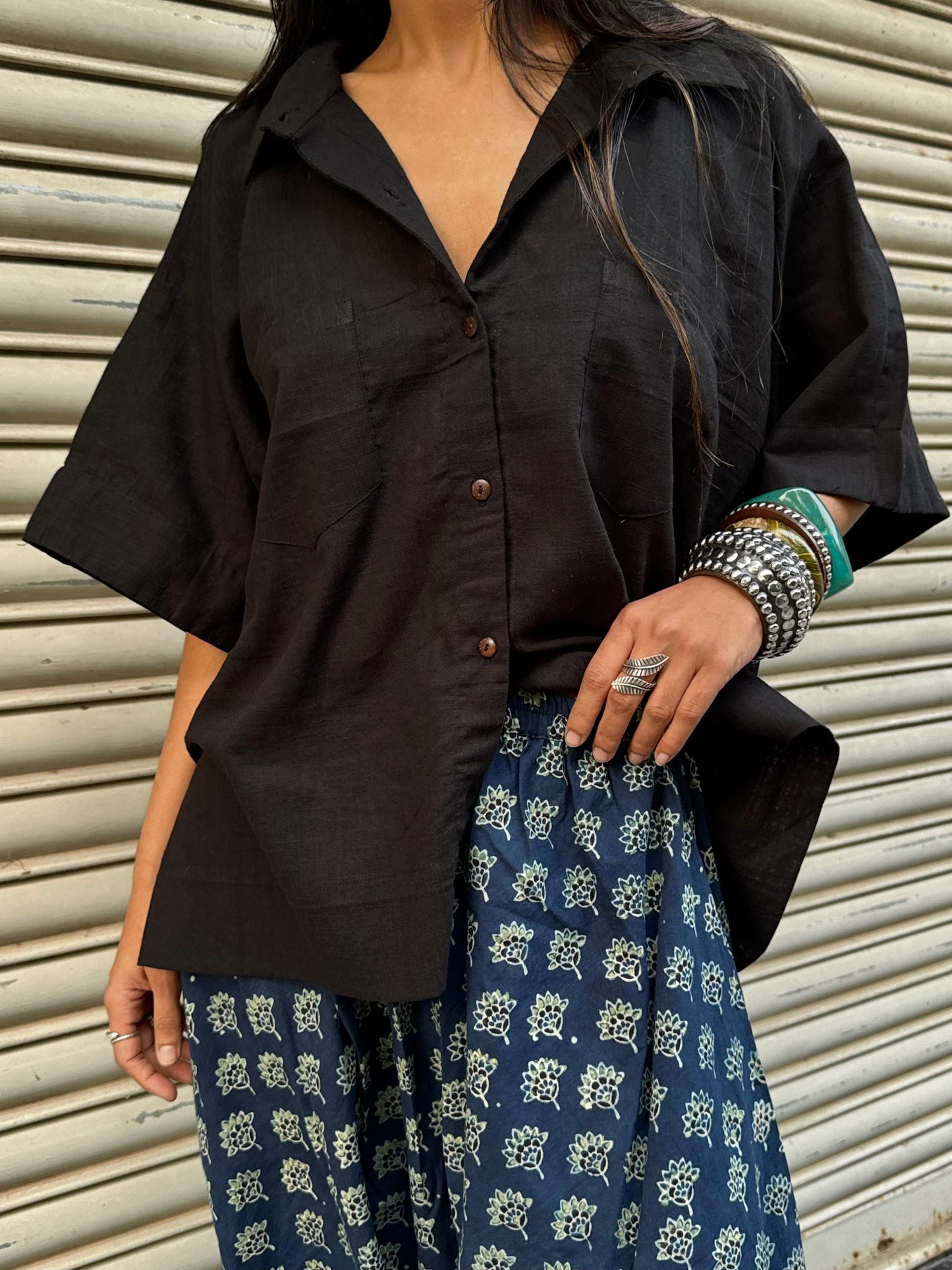 Ebony Cotton Slub Shirt