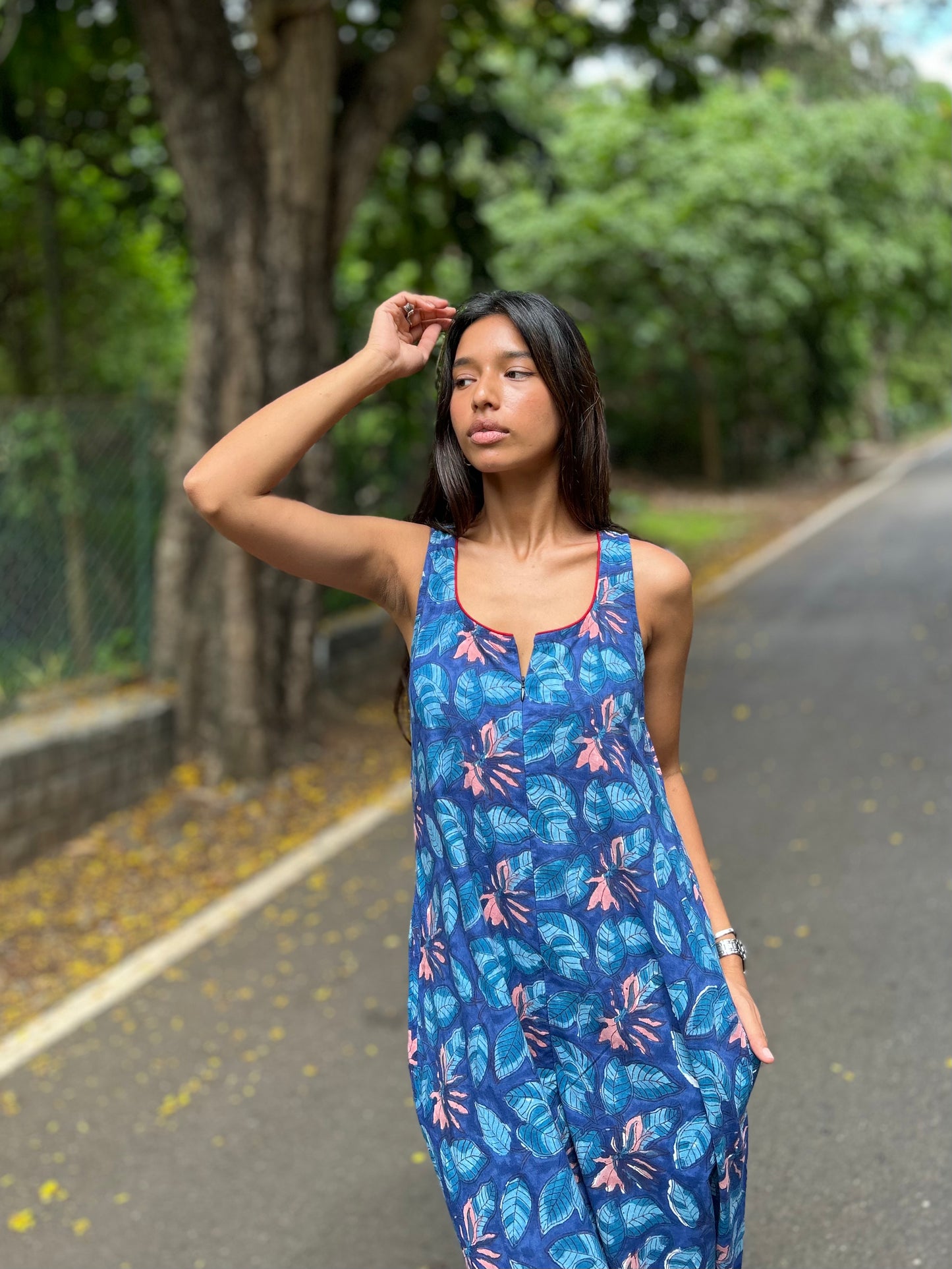 Indigo fleur dhoti jumpsuit