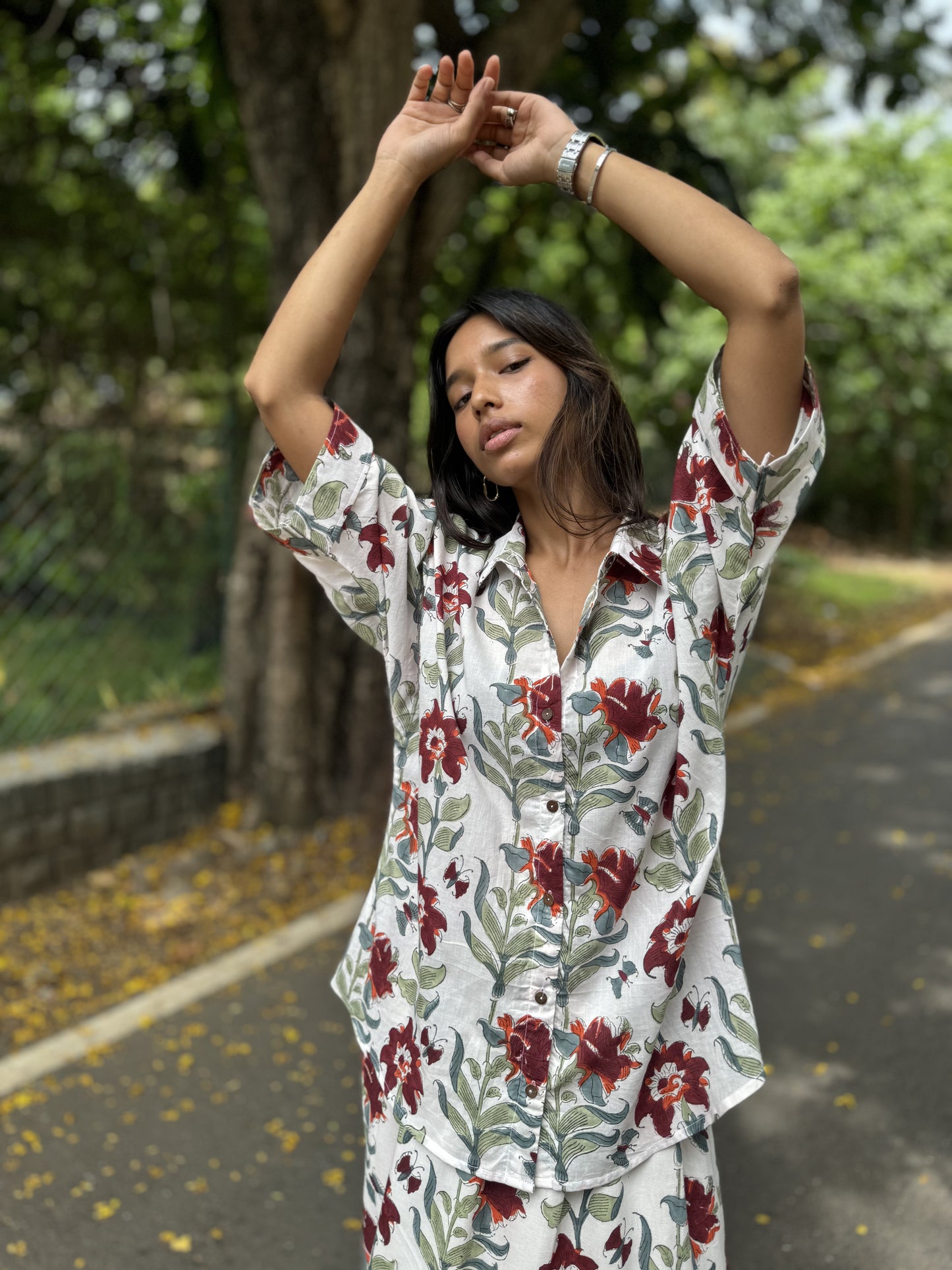 Tulip fleur shirt dhoti co-ord