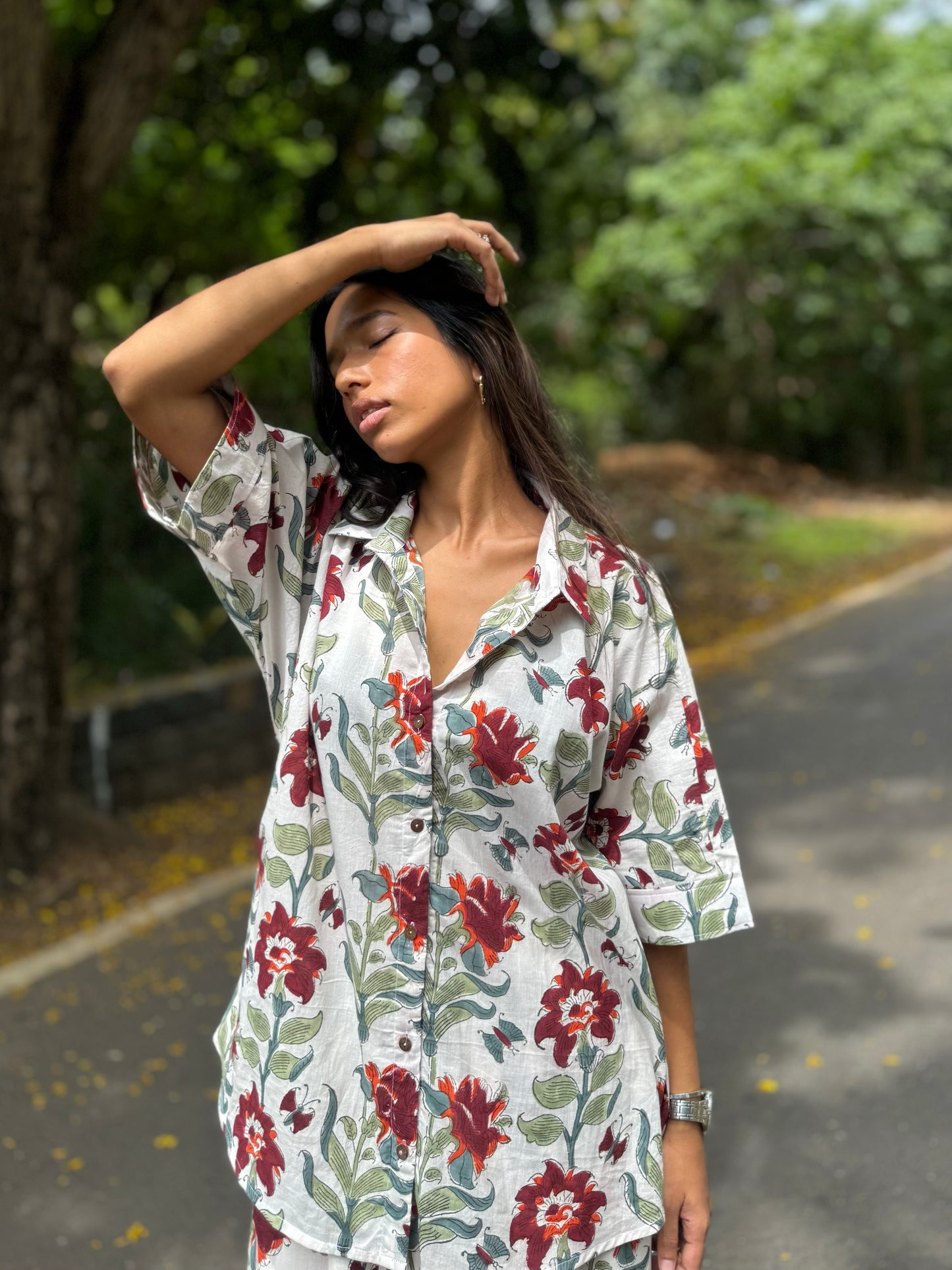 Tulip fleur shirt dhoti co-ord