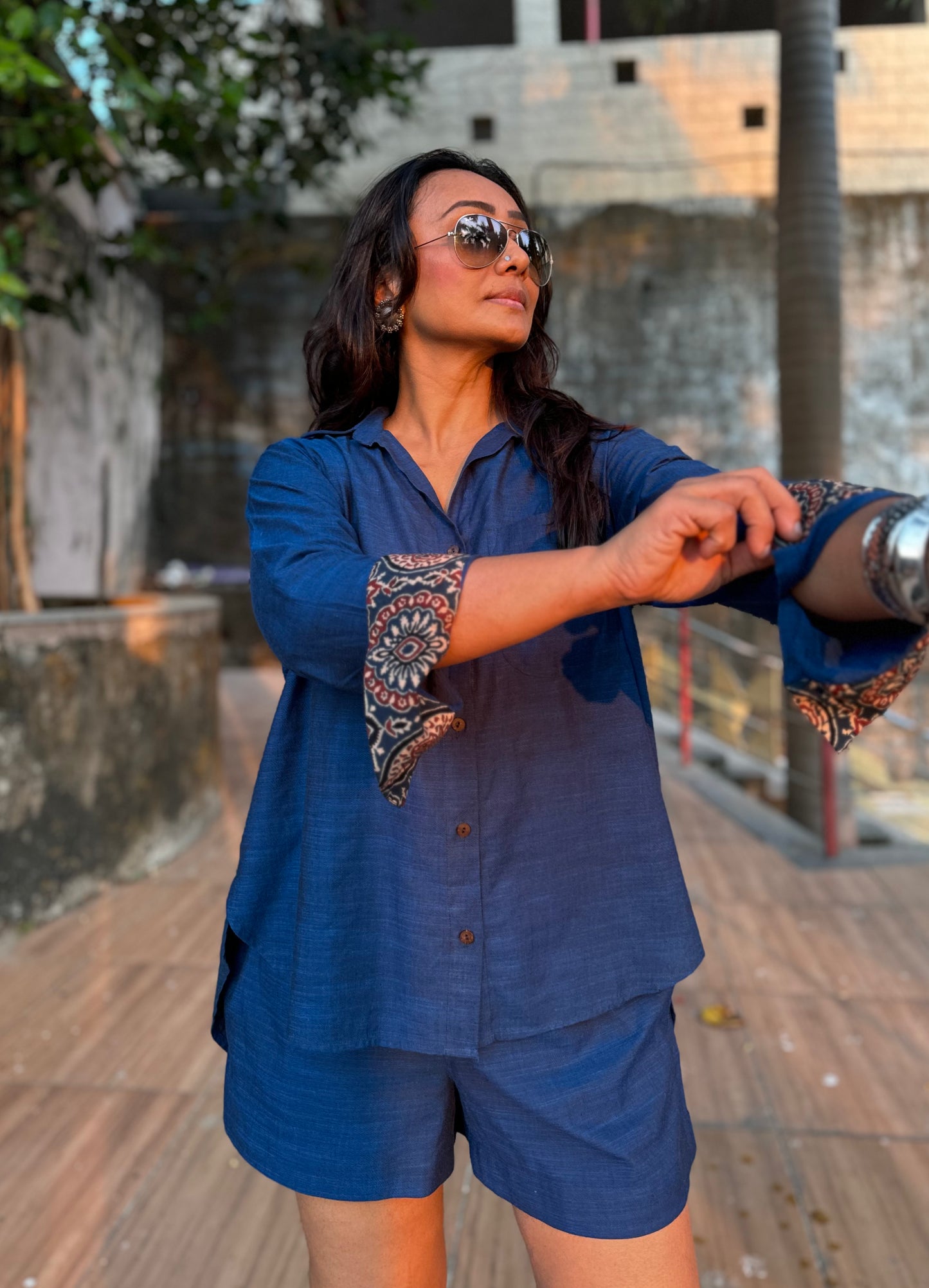 Cobalt Shirt Shorts Co-ord set