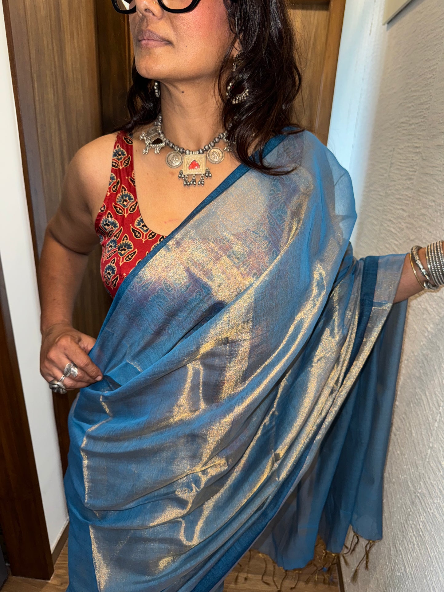 Azure Tissue Silk Saree