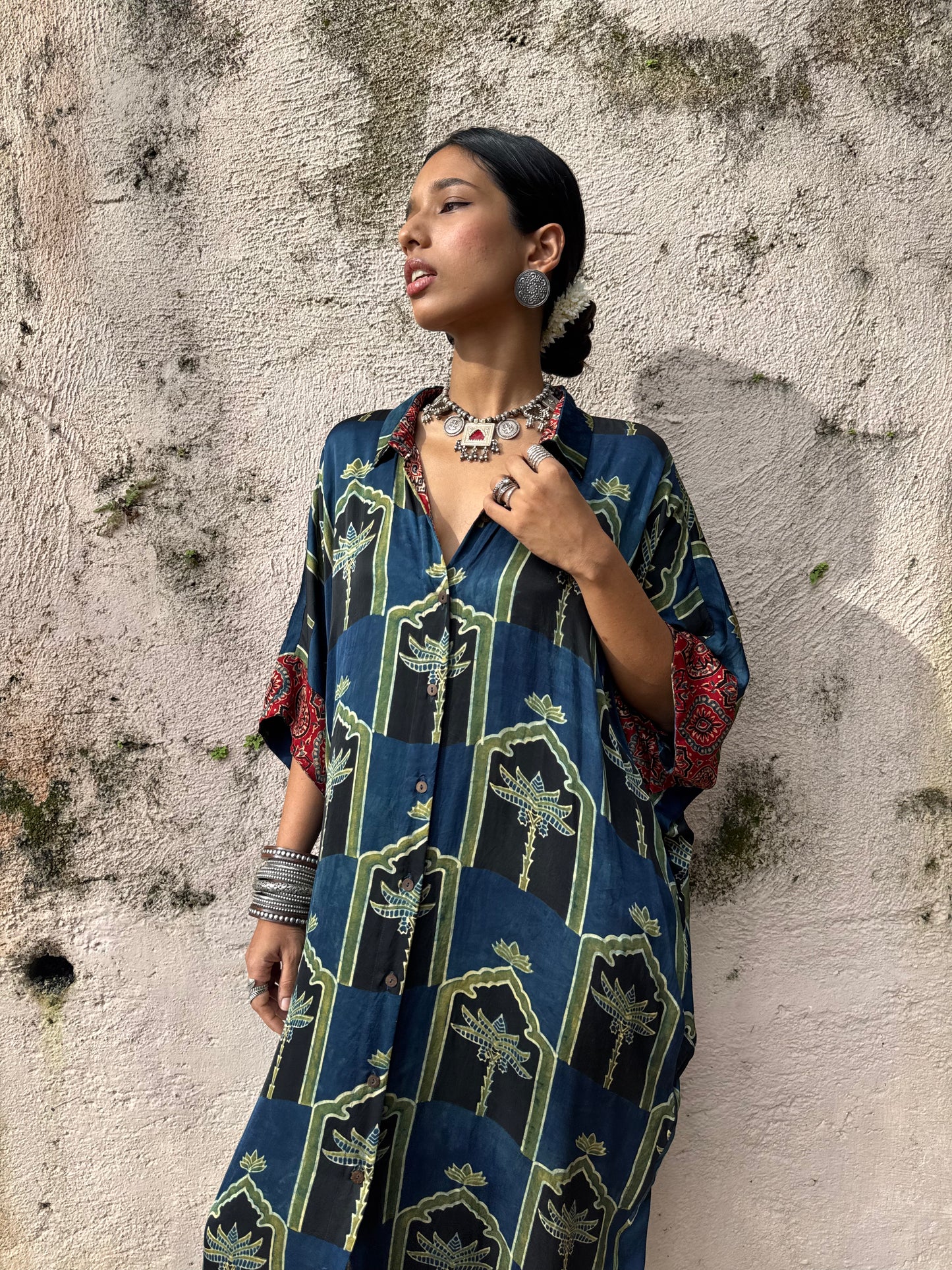 Moss Modal Silk Kaftan dress