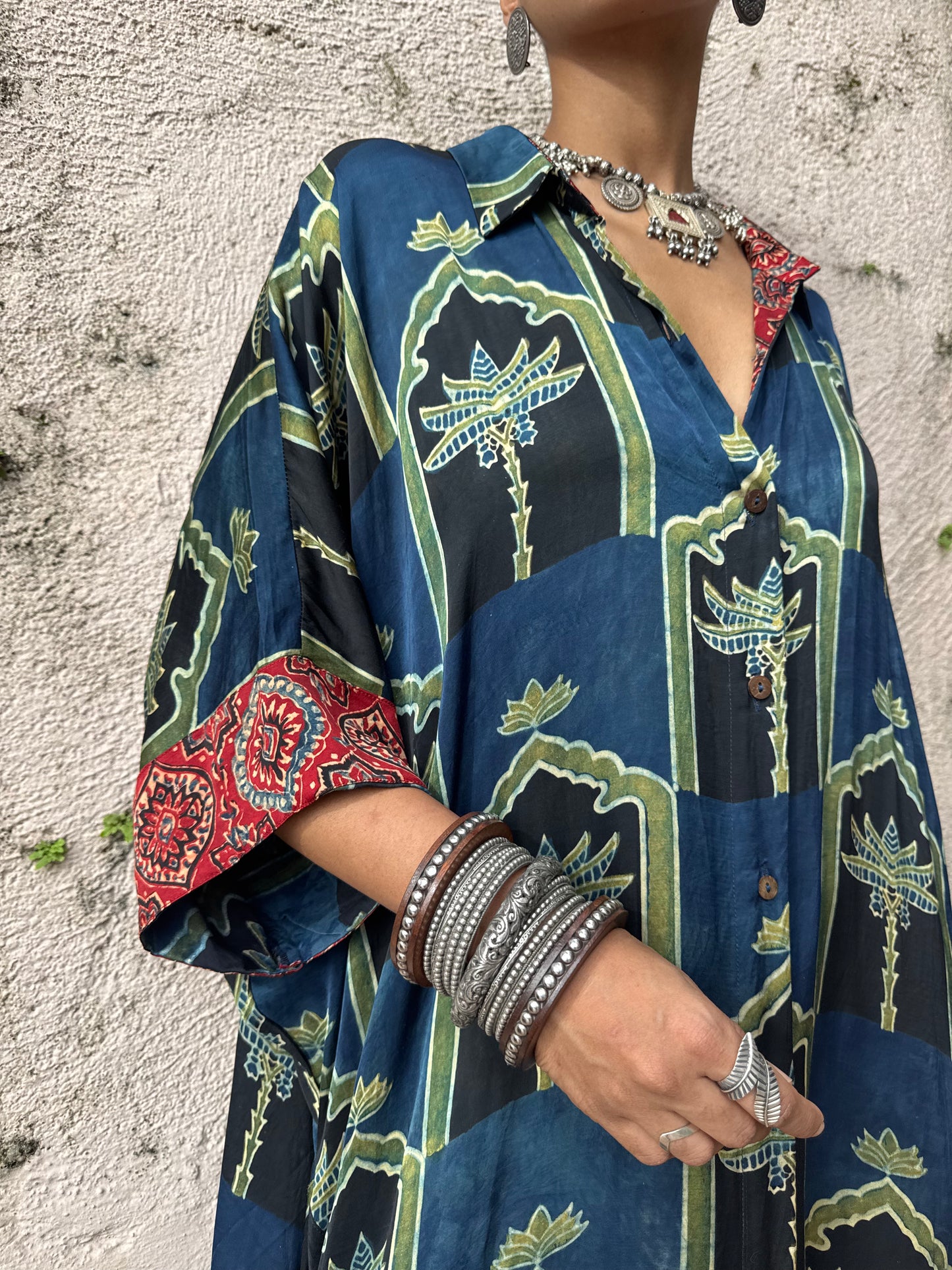 Moss Modal Silk Kaftan dress