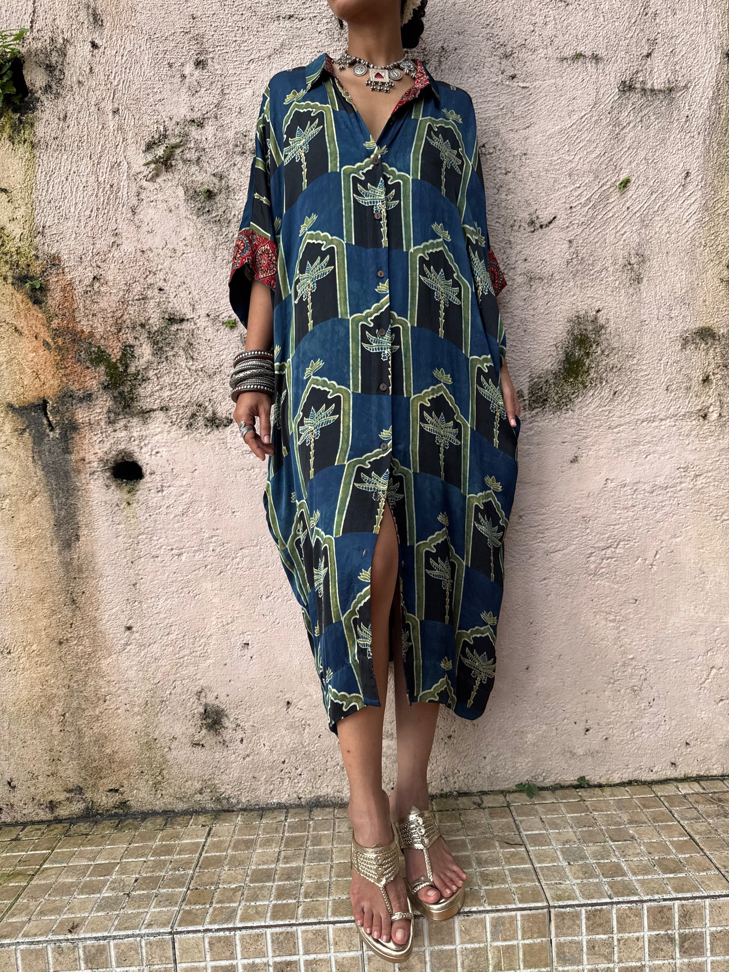 Moss Modal Silk Kaftan dress
