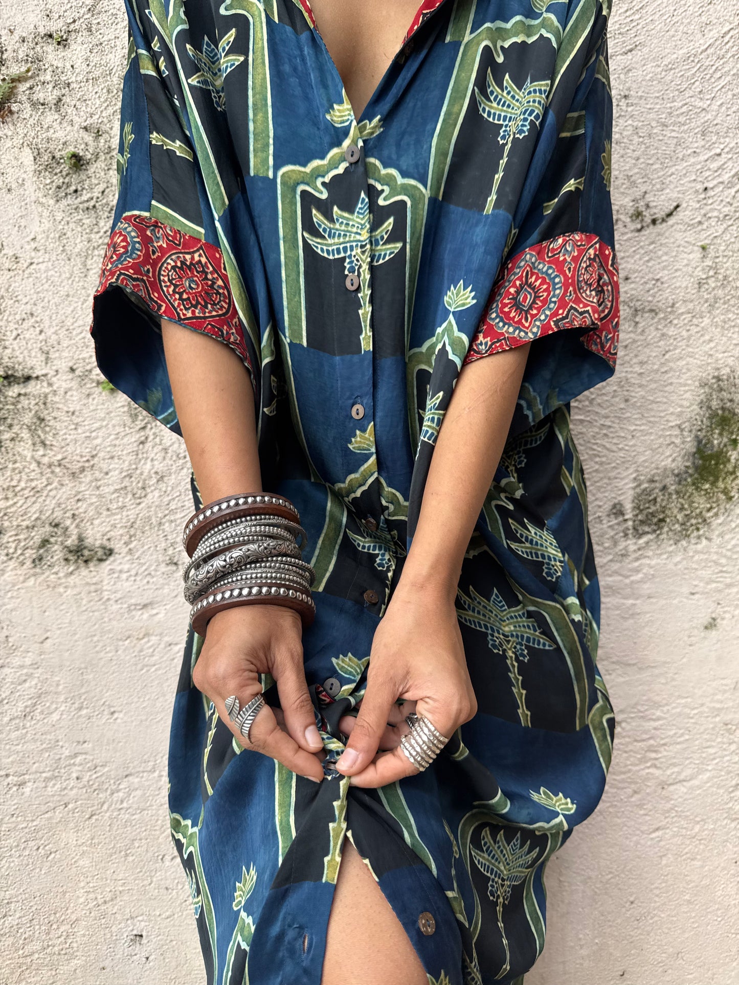Moss Modal Silk Kaftan dress