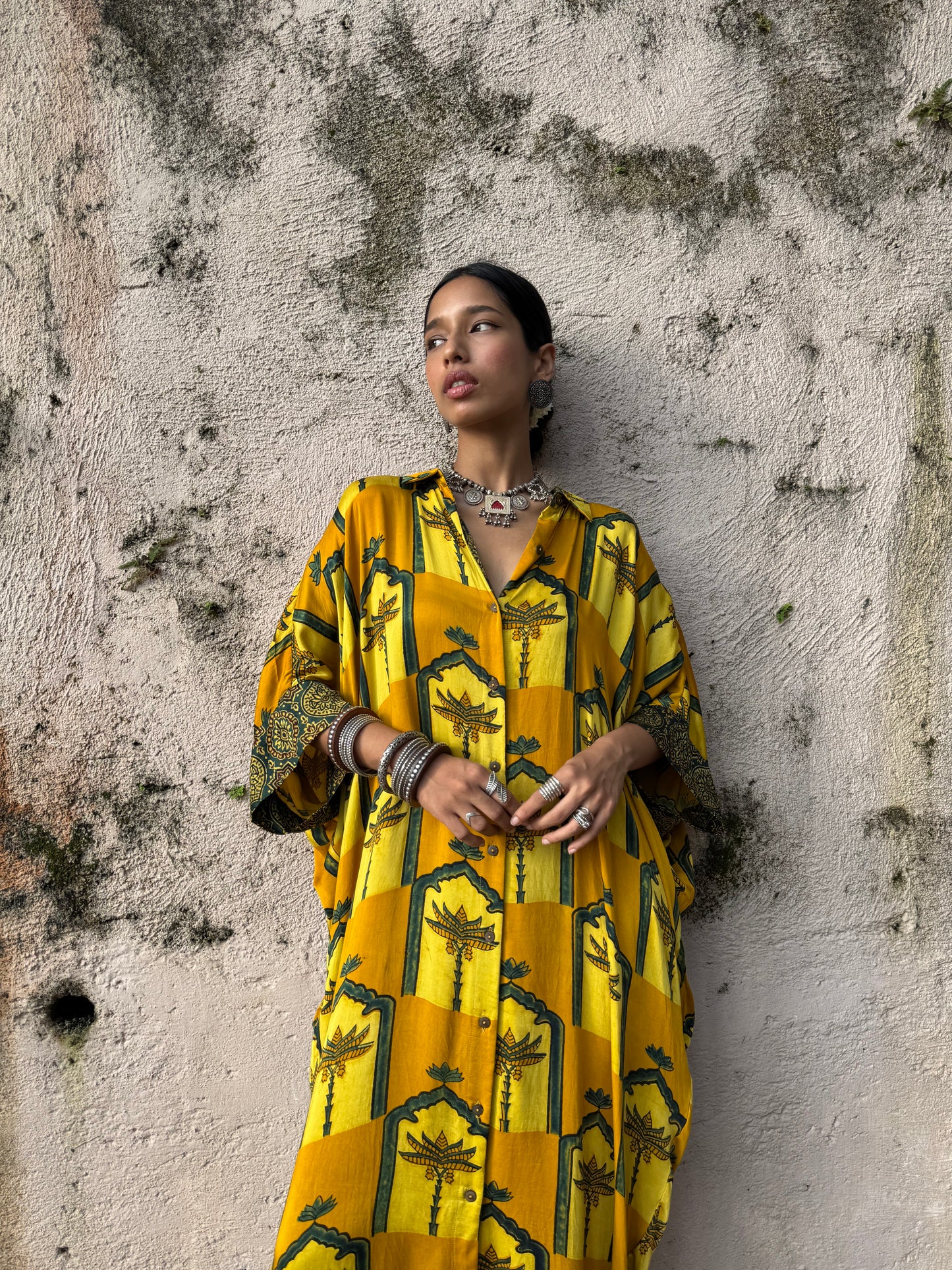 Haldi Modal Silk Kaftan dress
