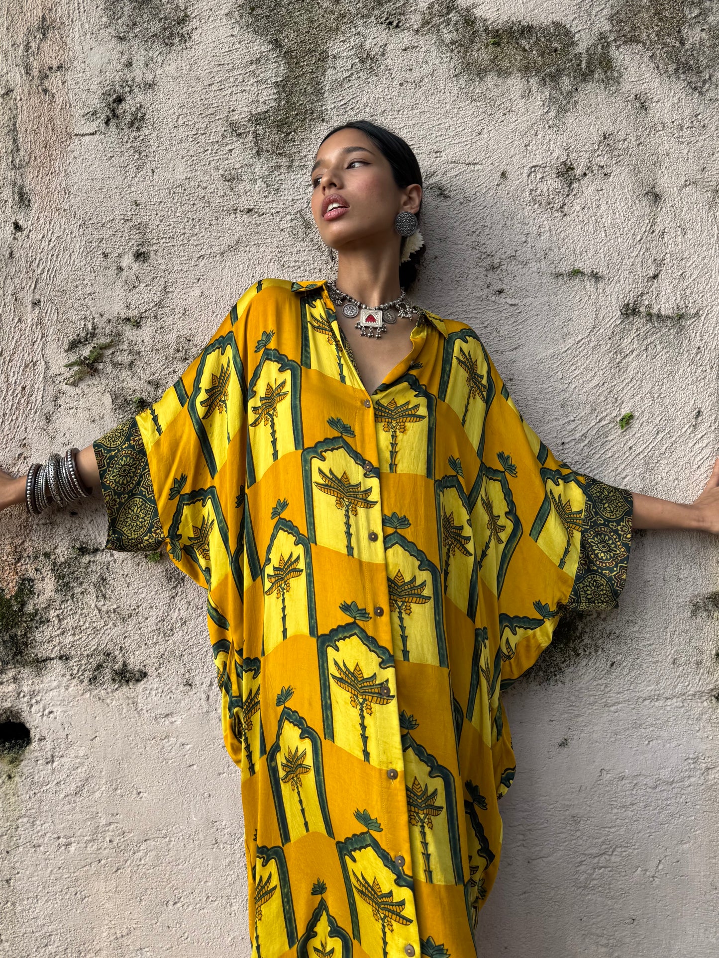 Haldi Modal Silk Kaftan dress