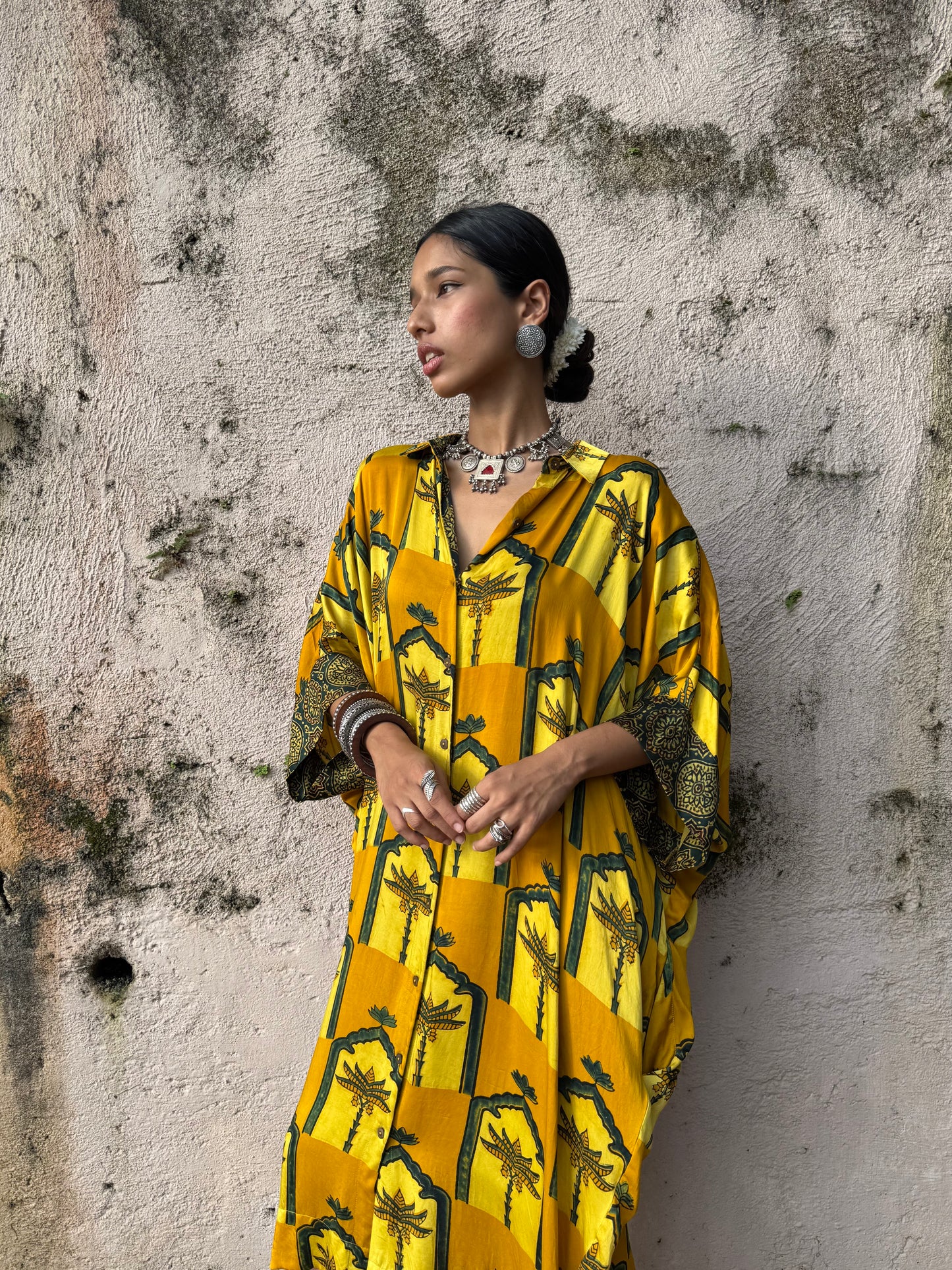 Haldi Modal Silk Kaftan dress