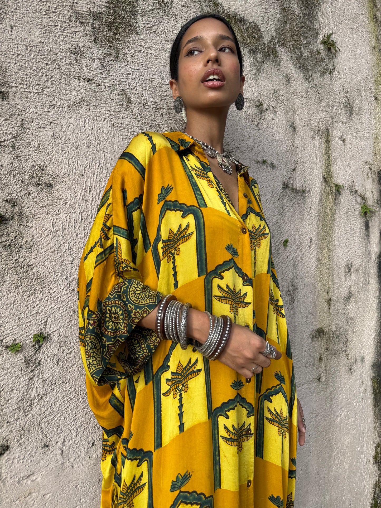 Haldi Modal Silk Kaftan dress