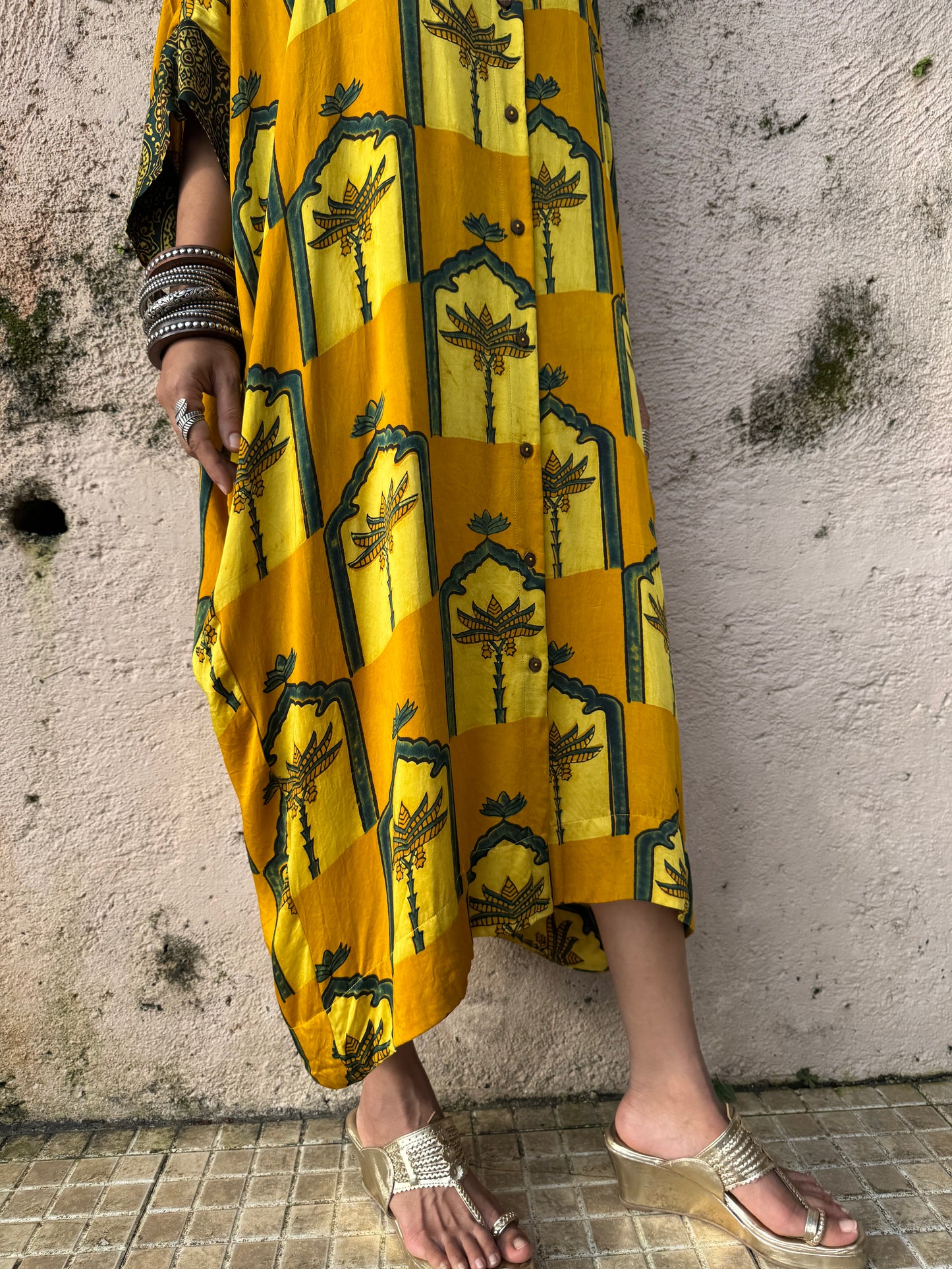 Haldi Modal Silk Kaftan dress