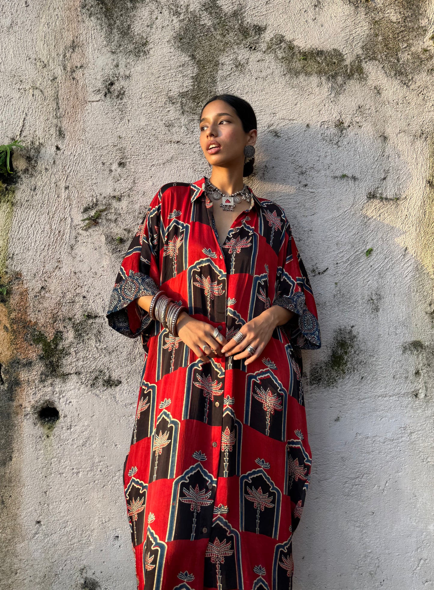 Rose Modal Silk Kaftan dress