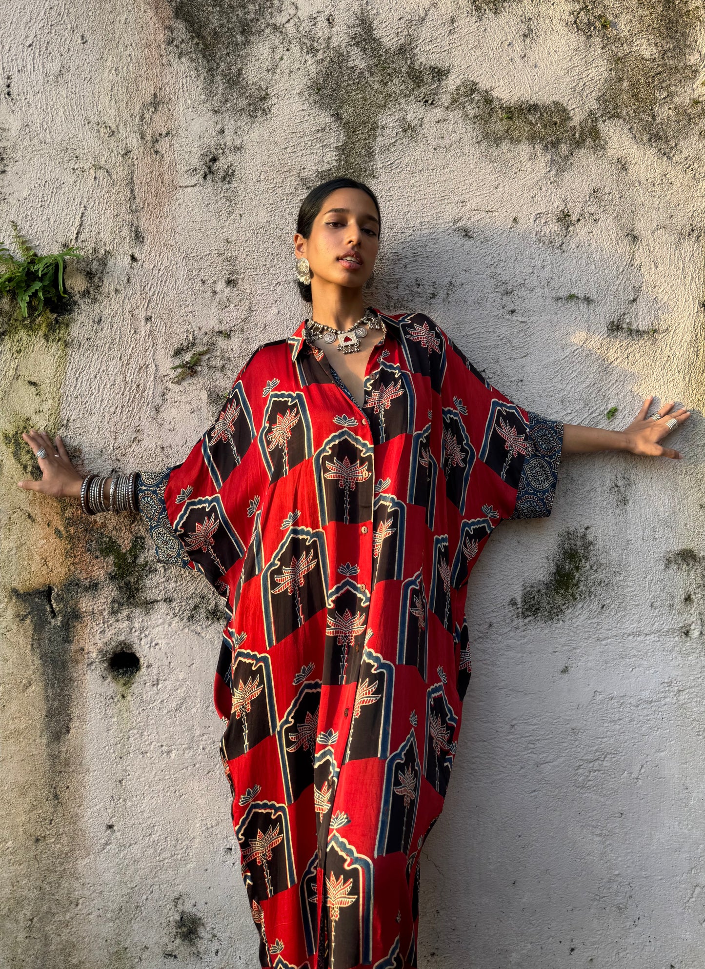 Rose Modal Silk Kaftan dress