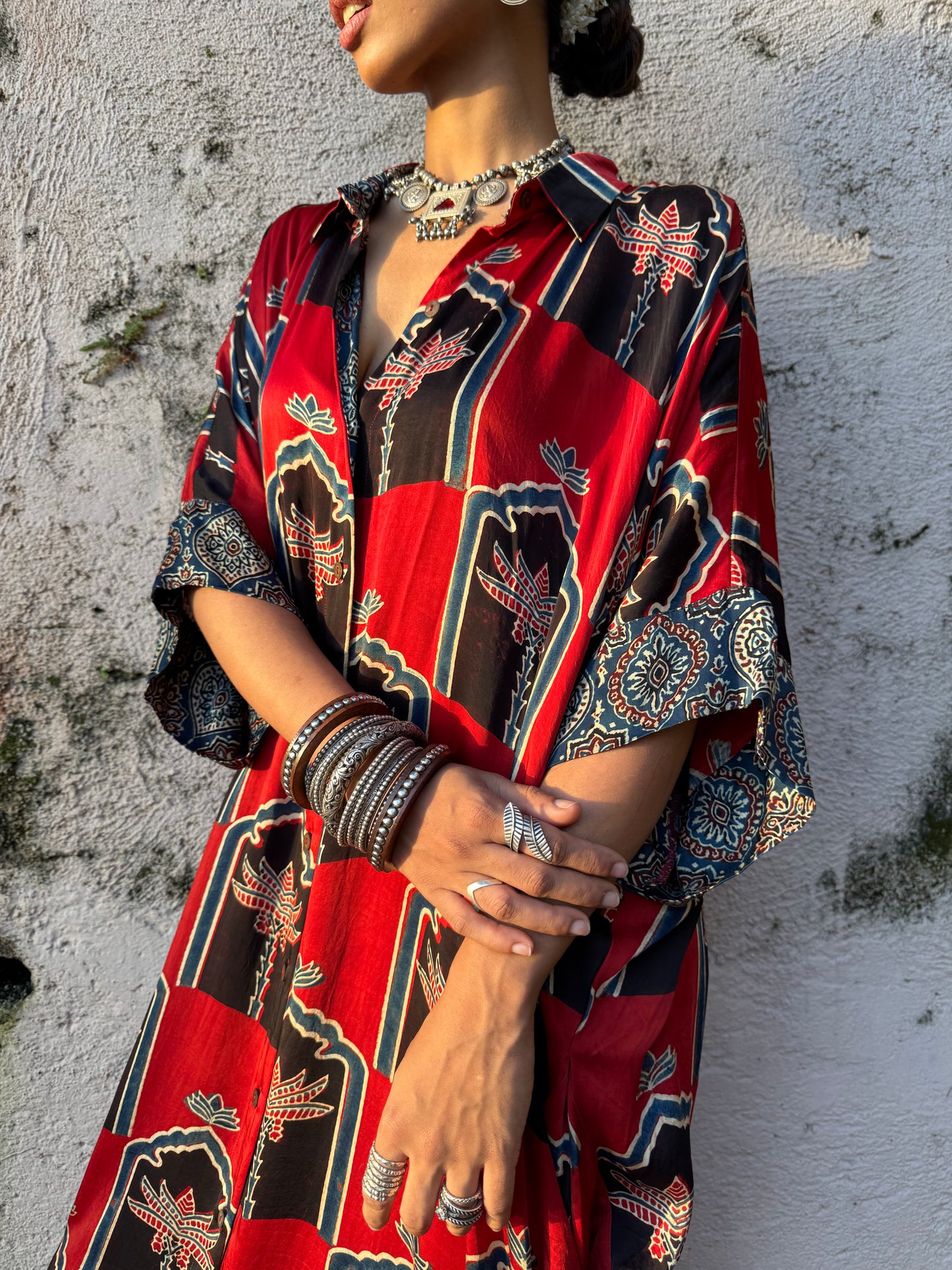 Rose Modal Silk Kaftan dress