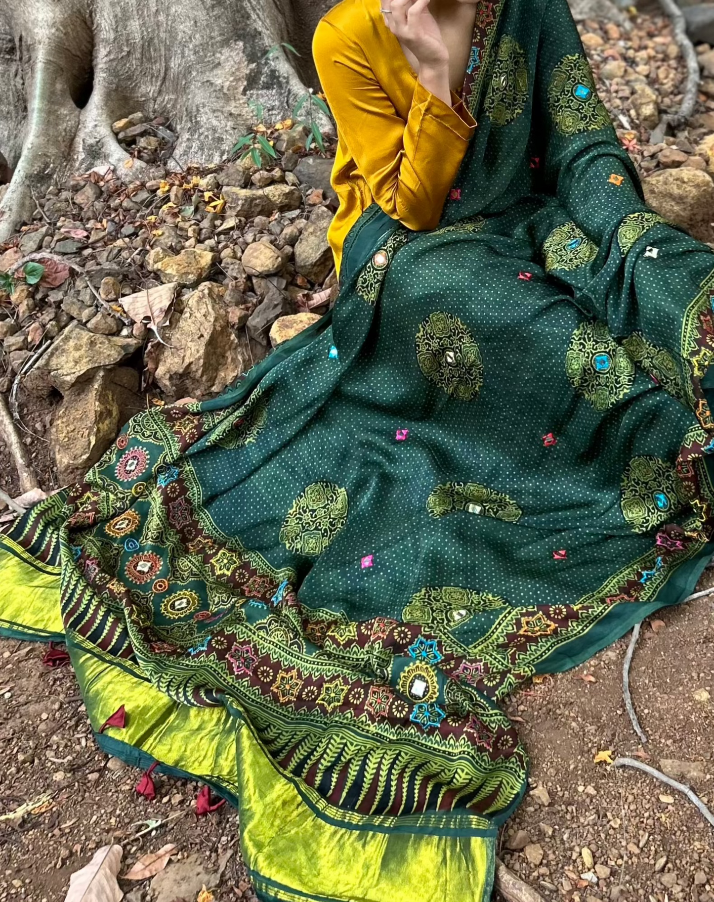 Mehendi green modal silk dupatta with Zari