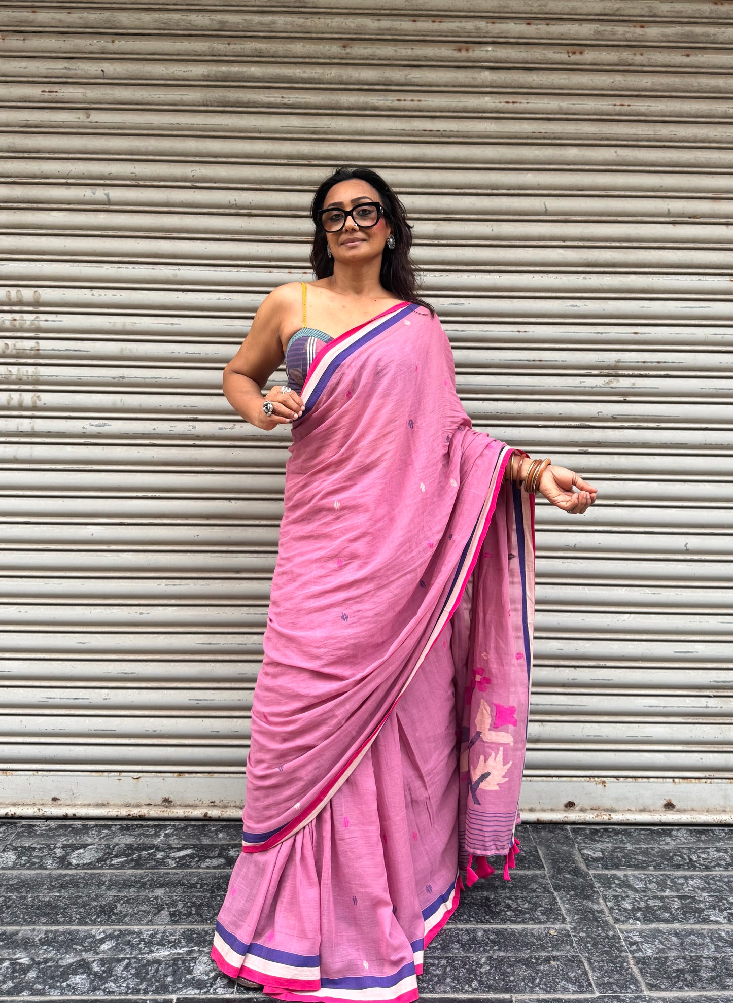 Pink Haze Jamdani Cotton Saree