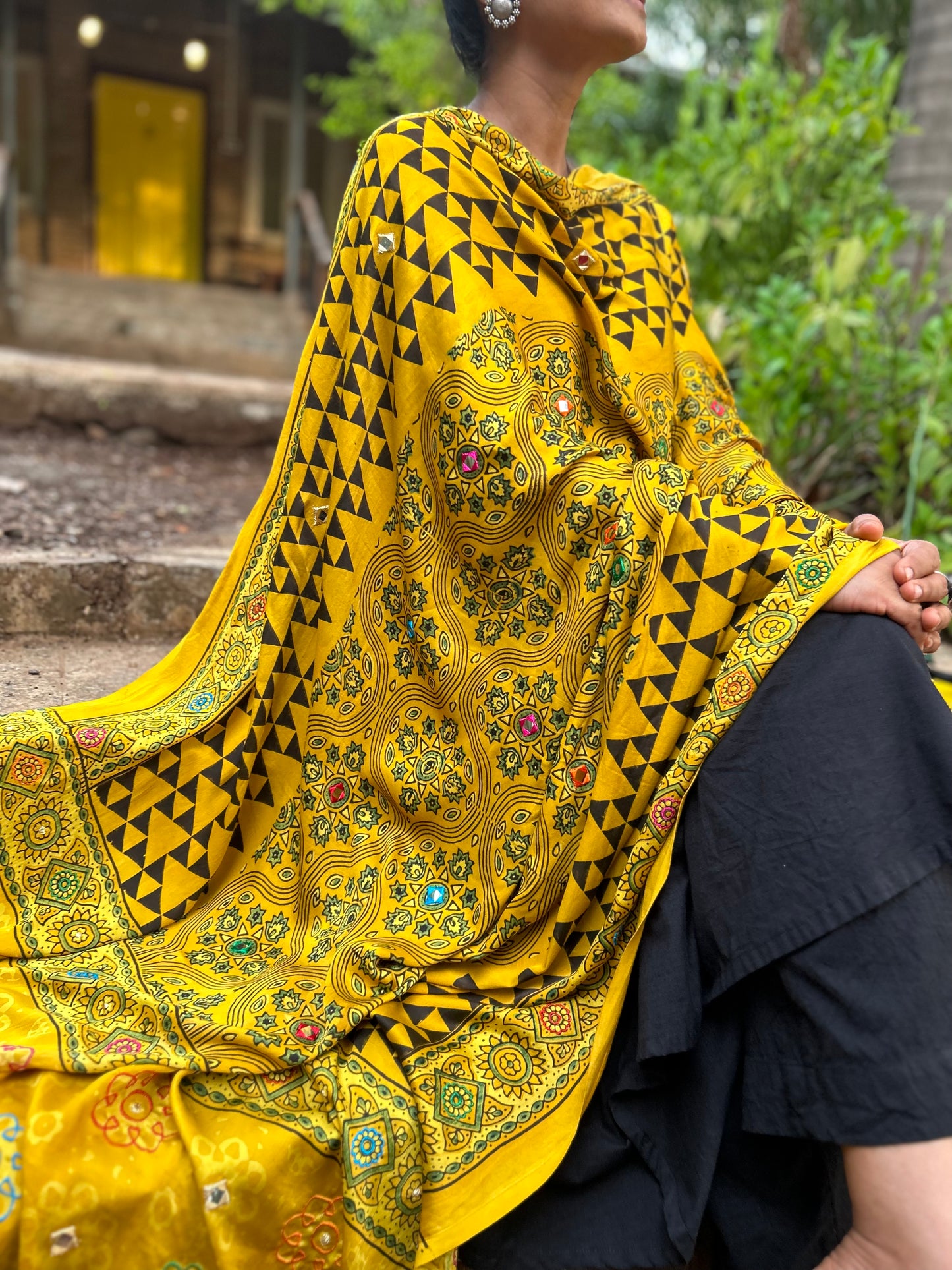 Yellow modal silk dupatta