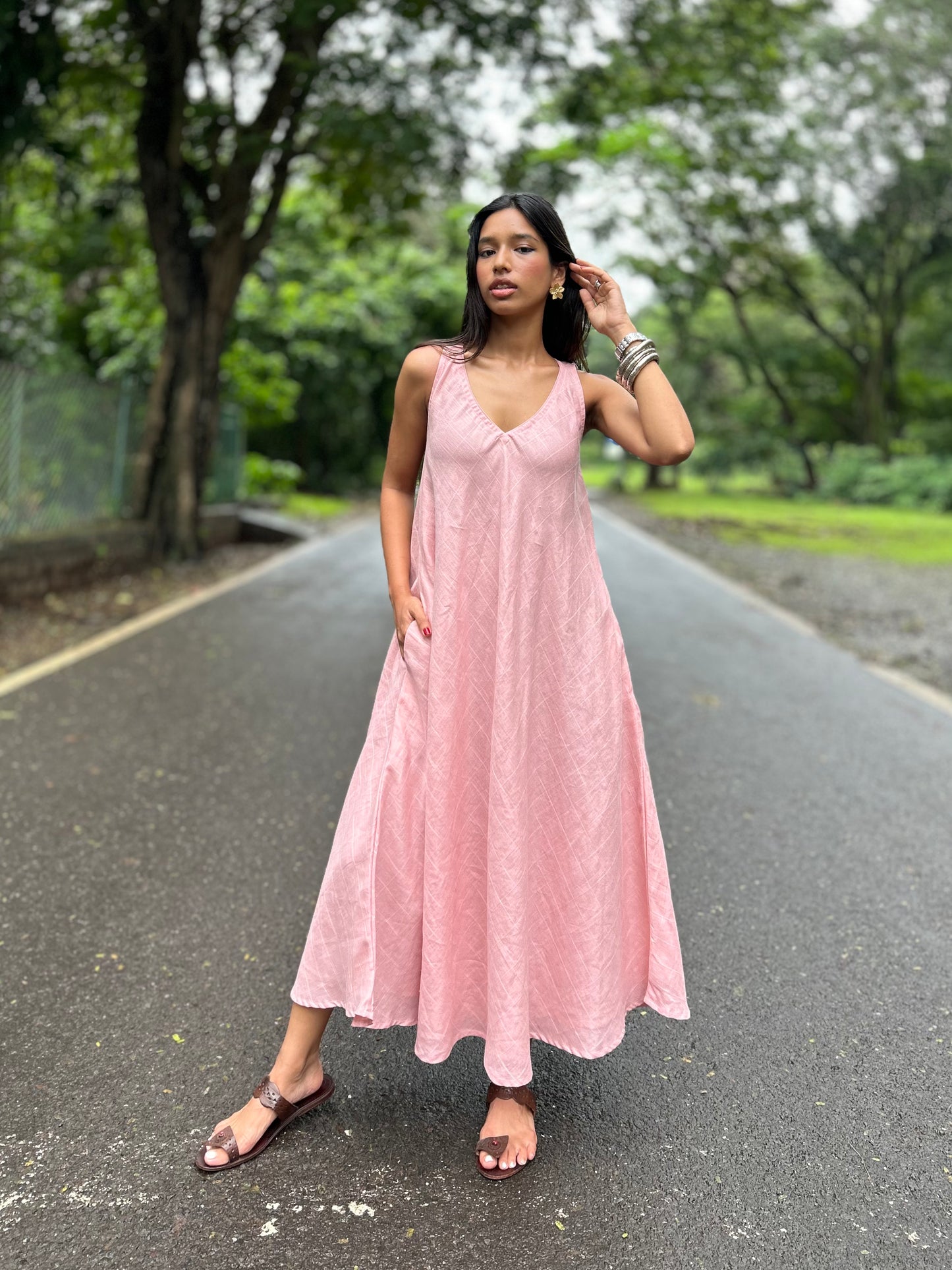 Blush Lola linen dress