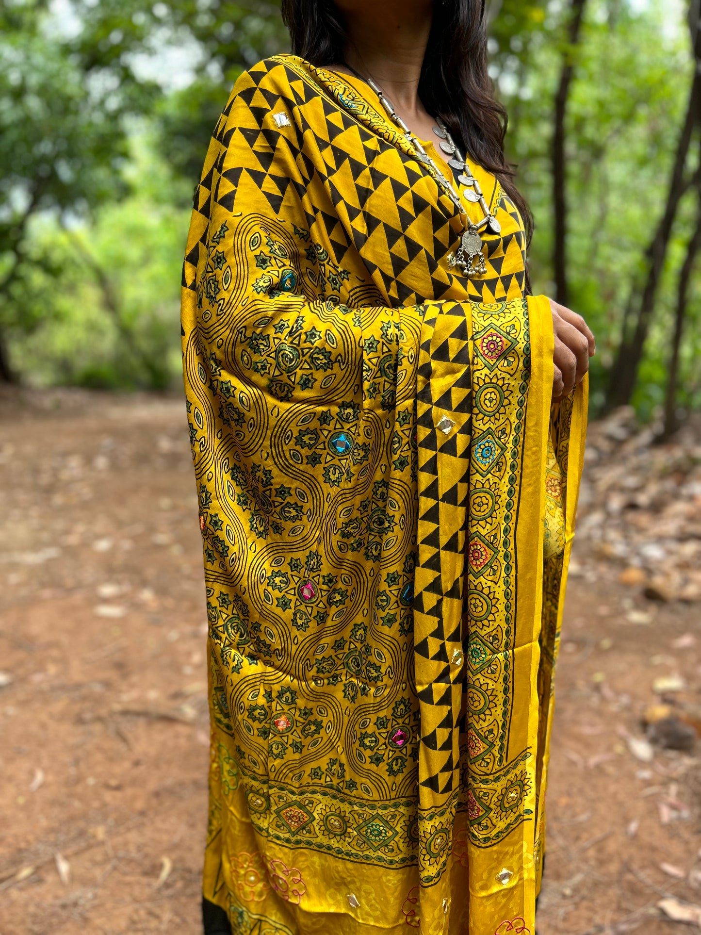Yellow modal silk dupatta