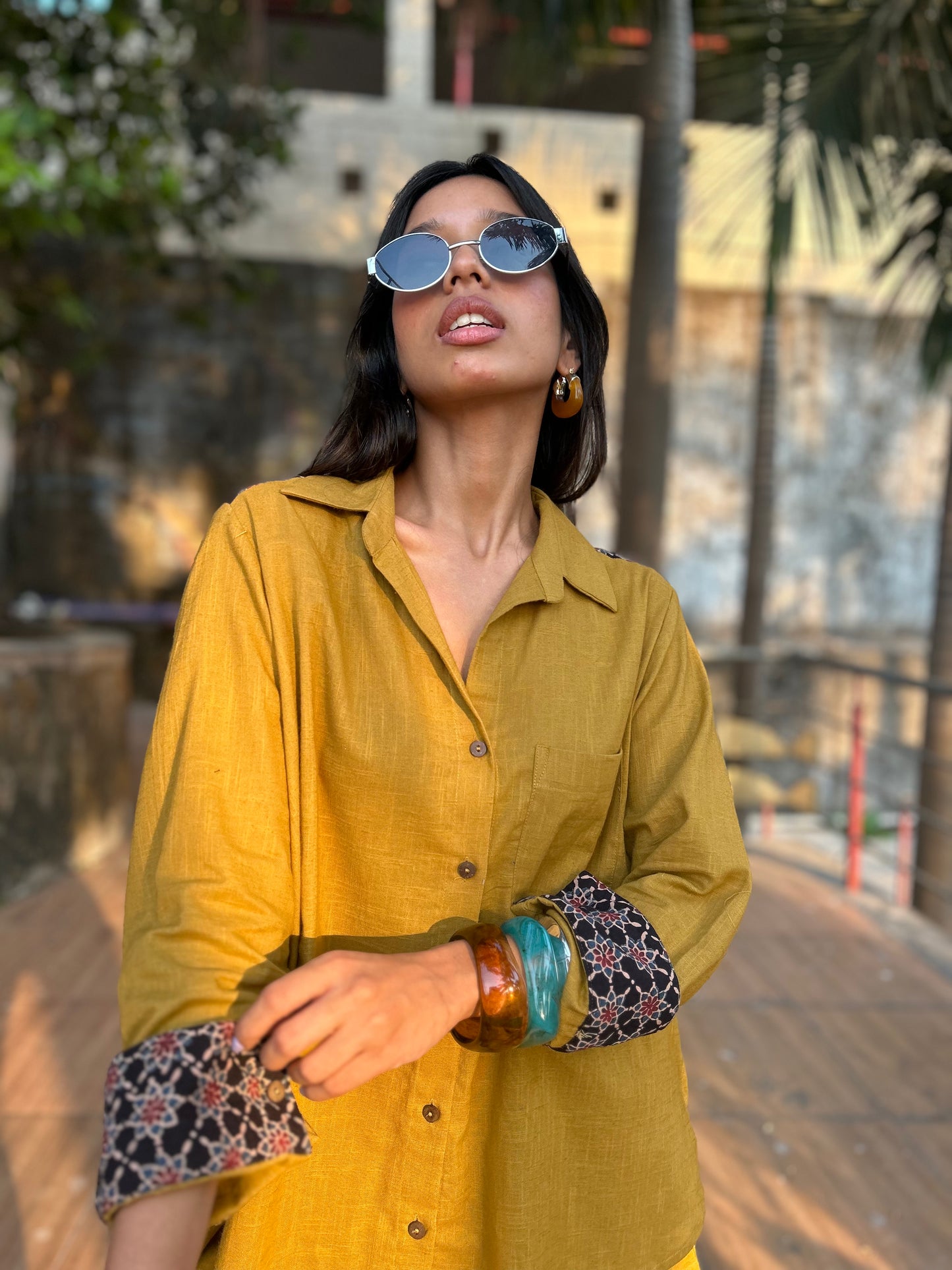 Mustard Shirt Shorts Co-ord set