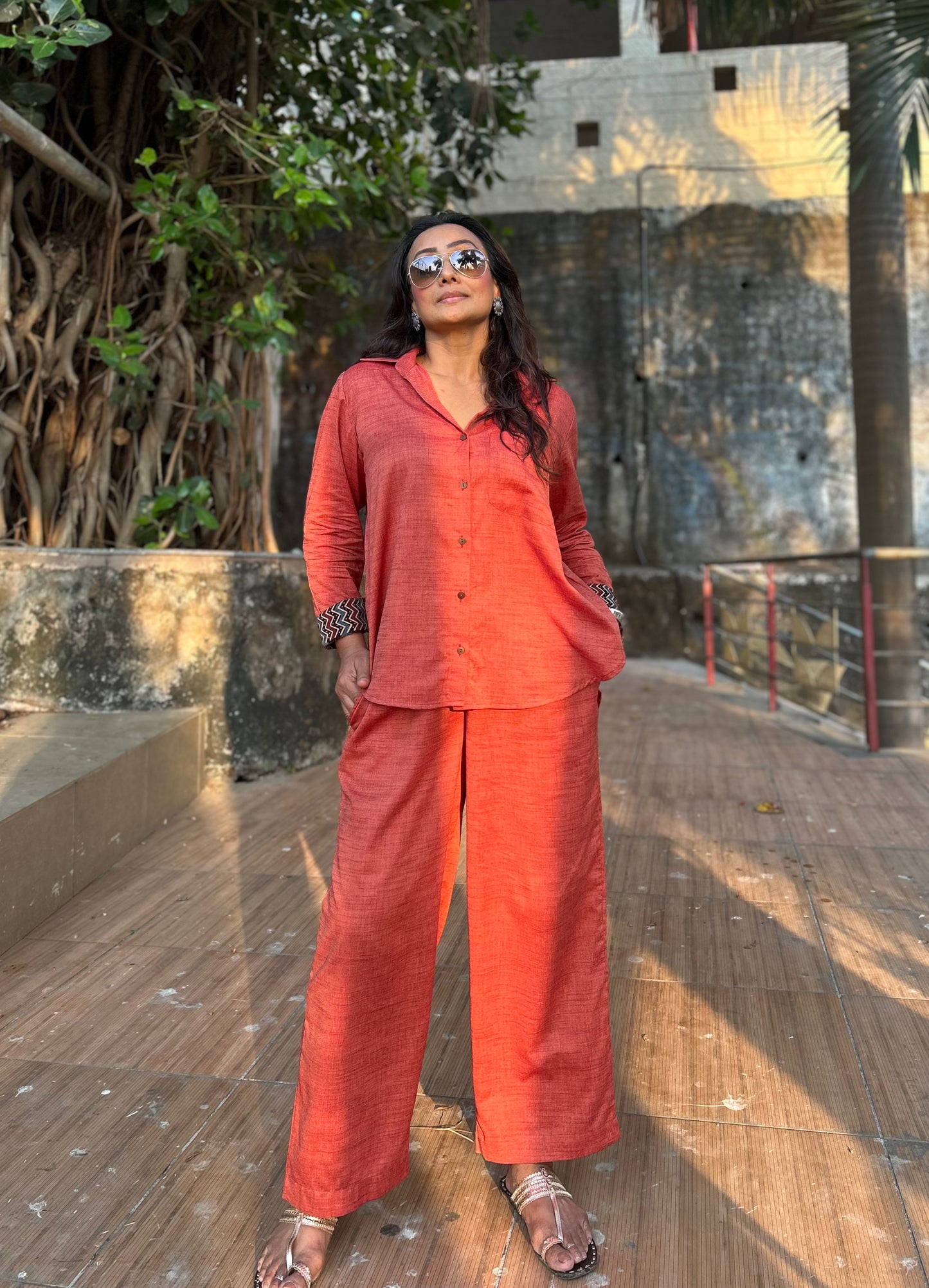 Cinnamon Shirt Pants Co-ord set