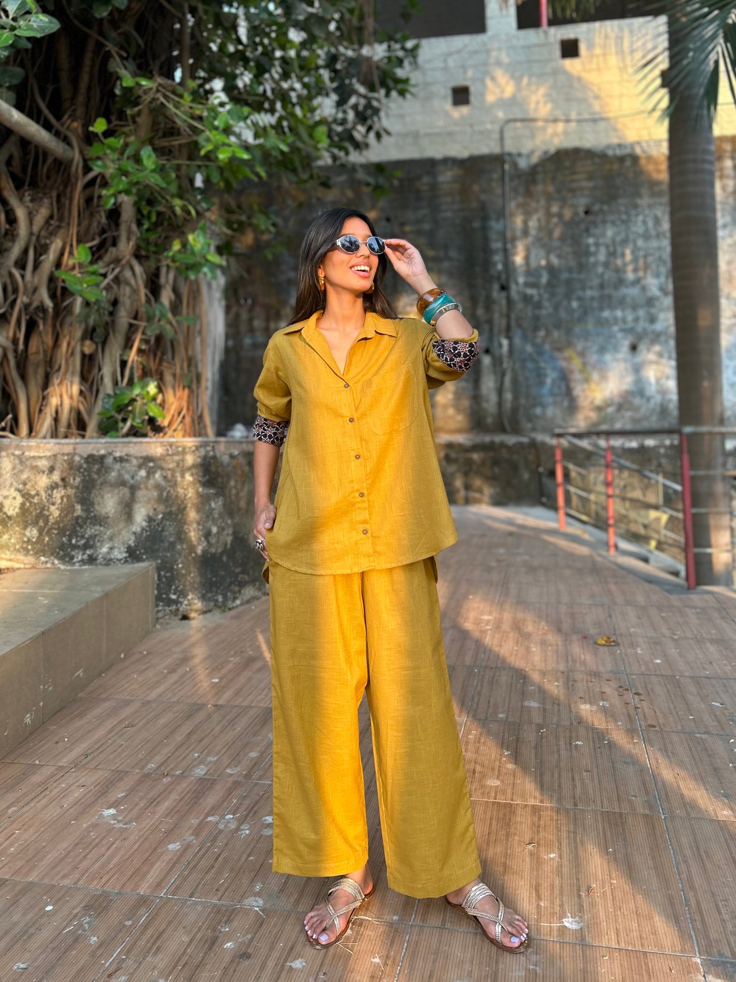 Mustard Shirt Pants Co-ord set