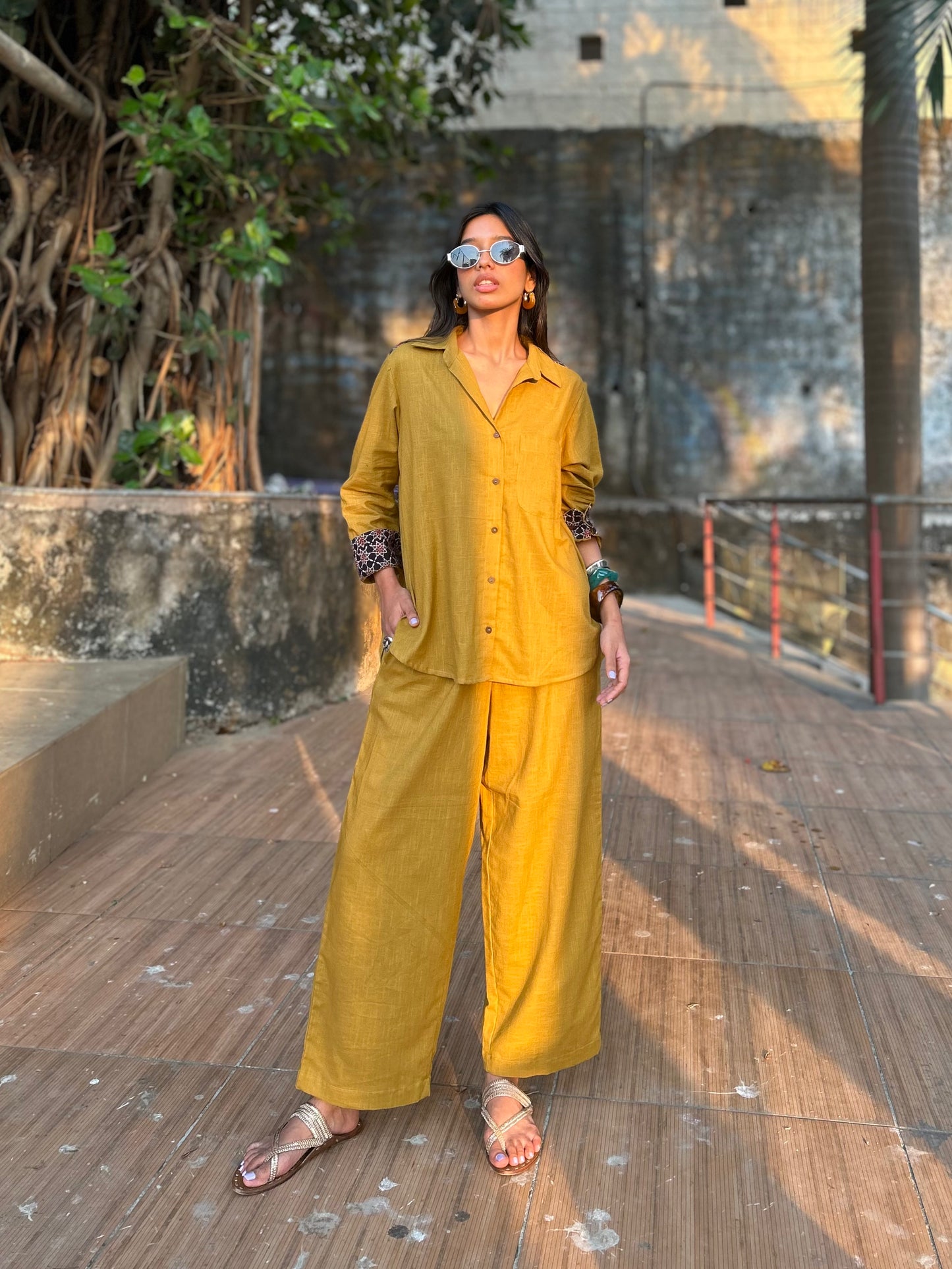 Mustard Shirt Pants Co-ord set