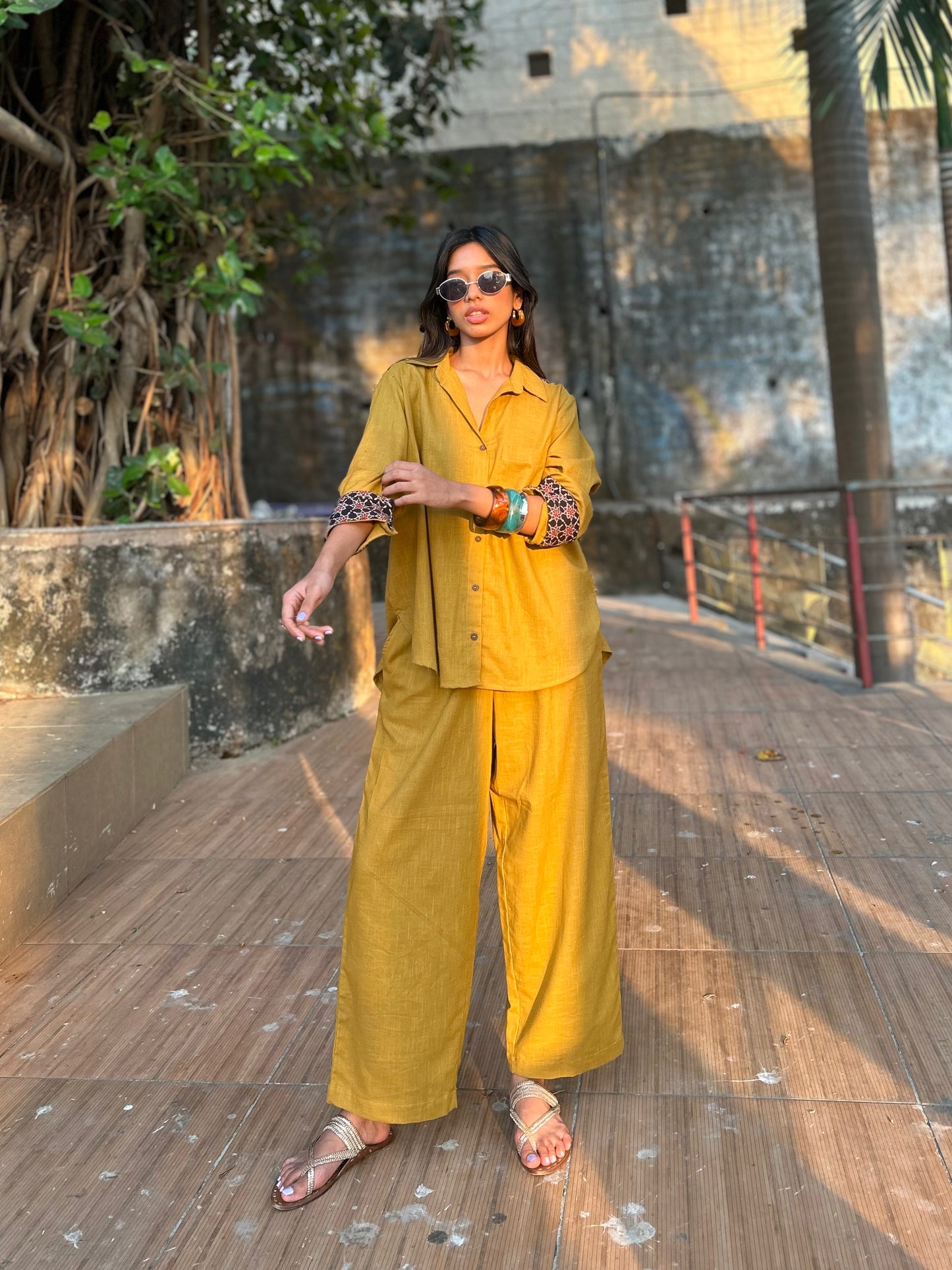 Mustard Shirt Pants Co-ord set