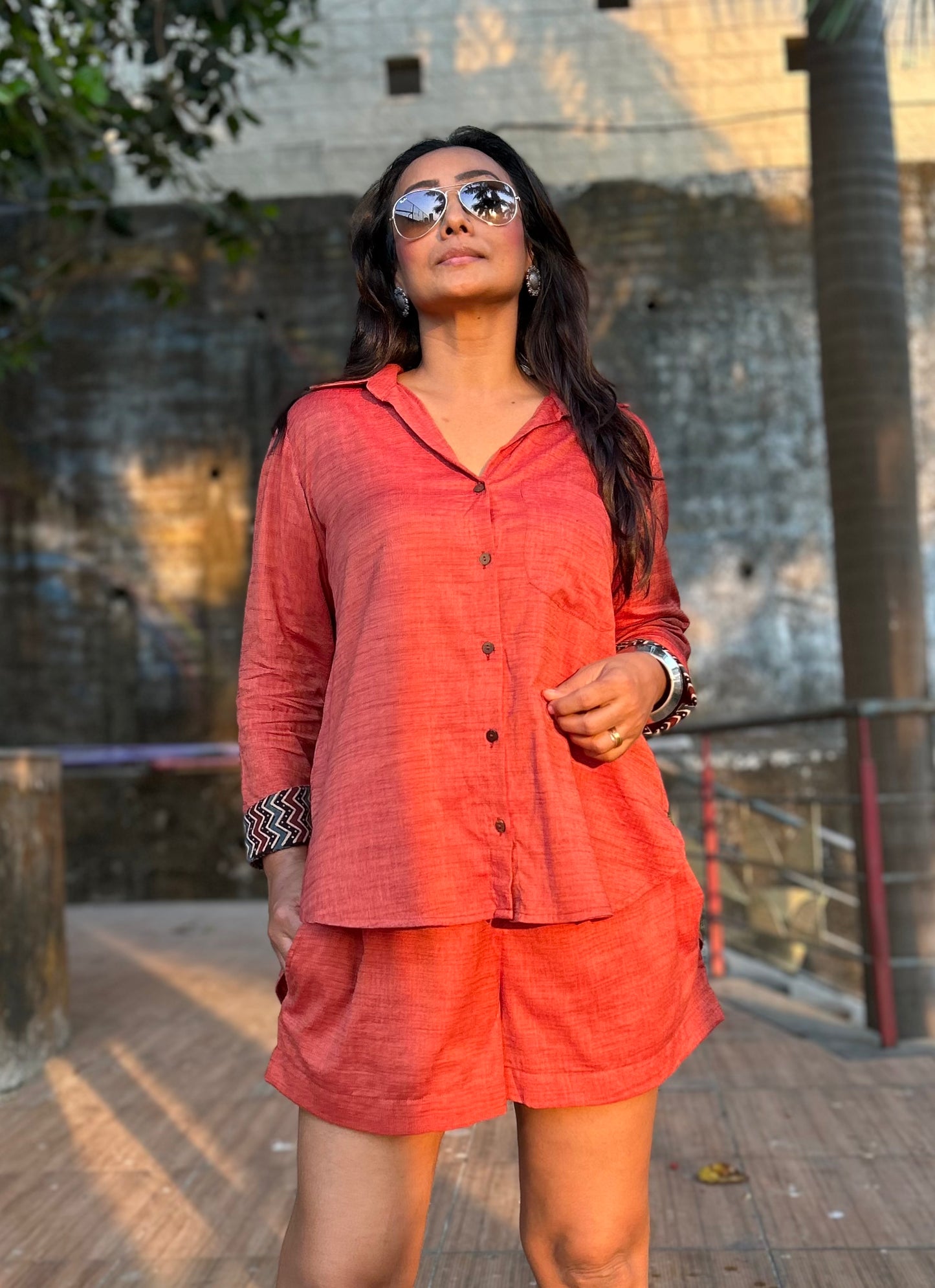 Cinnamon Shirt Shorts Co-ord set