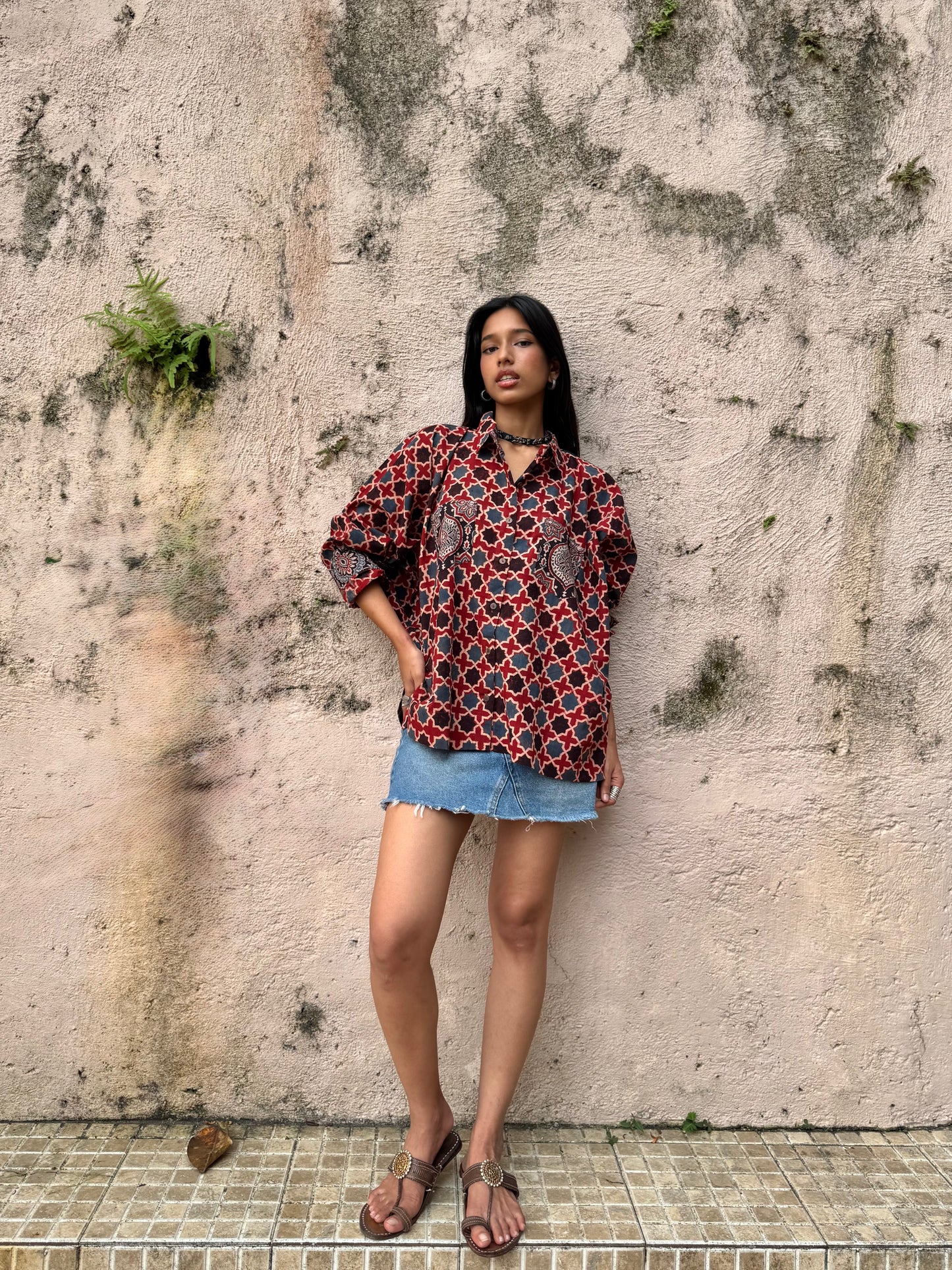 Rust Ajrakh Cotton Shirt