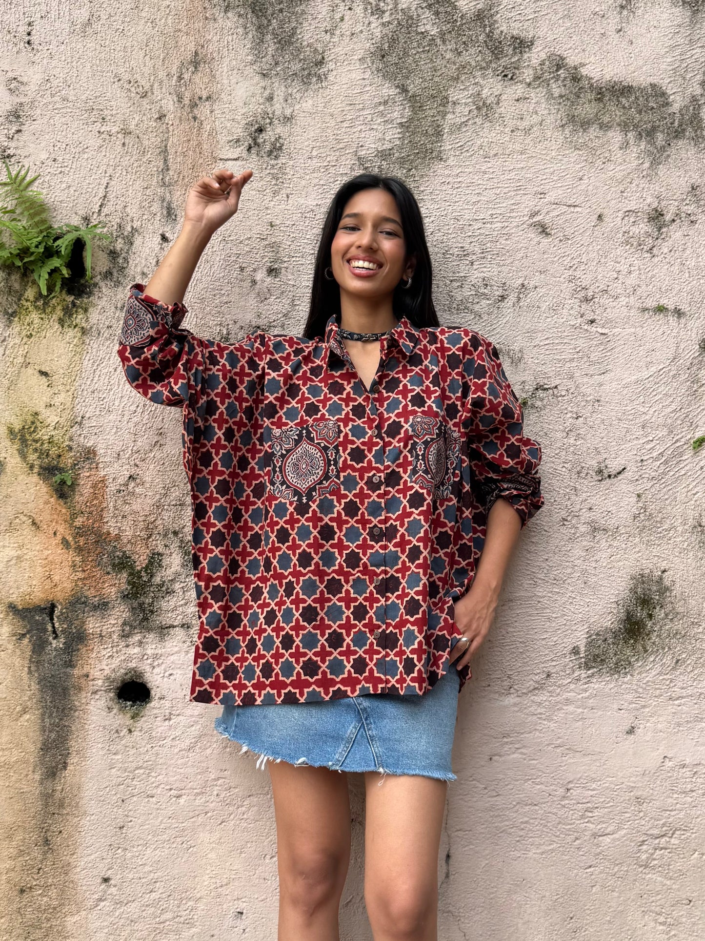 Rust Ajrakh Cotton Shirt