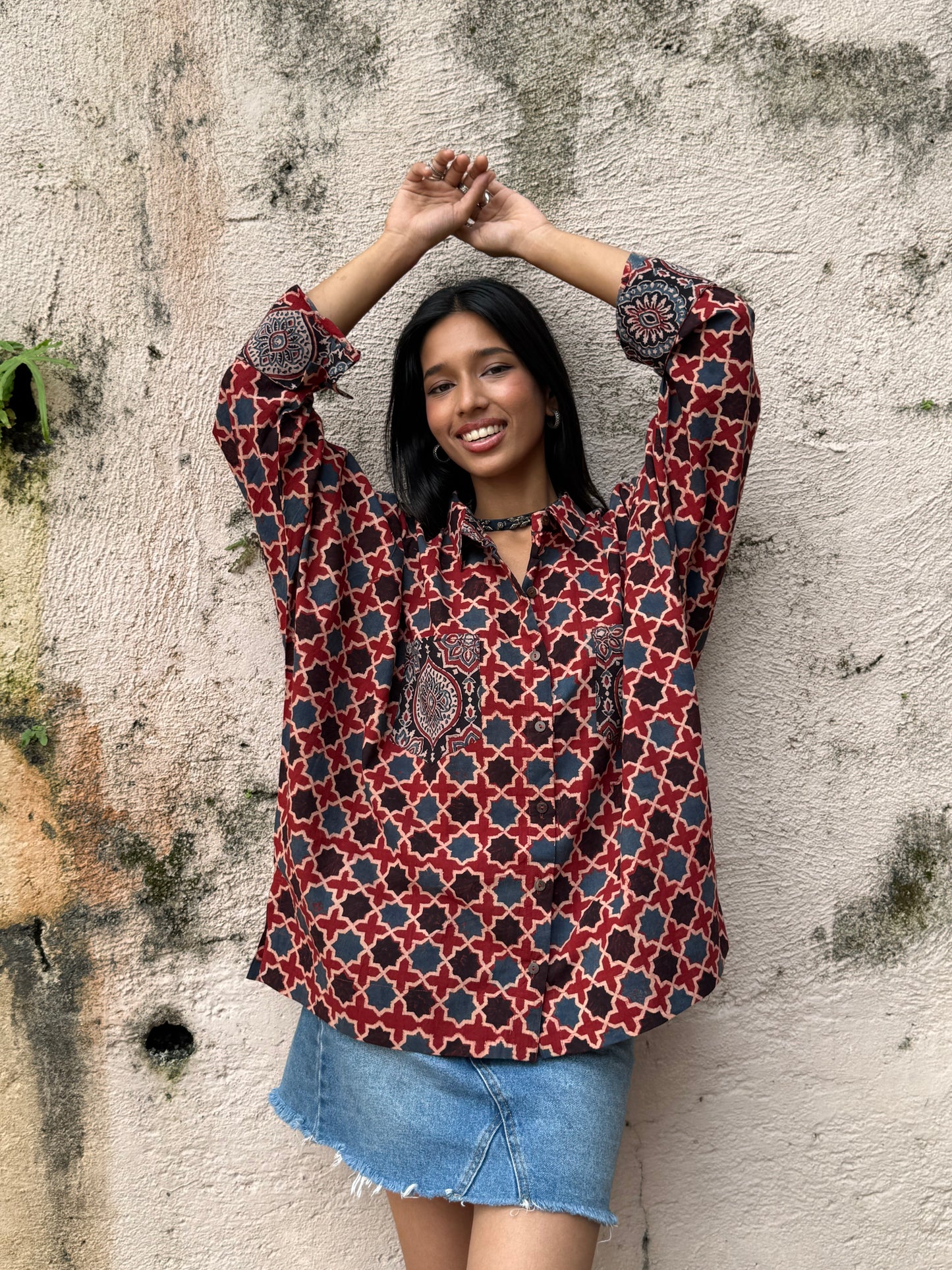 Rust Ajrakh Cotton Shirt
