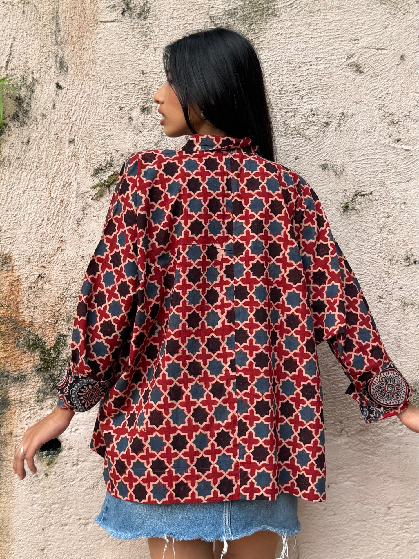 Rust Ajrakh Cotton Shirt