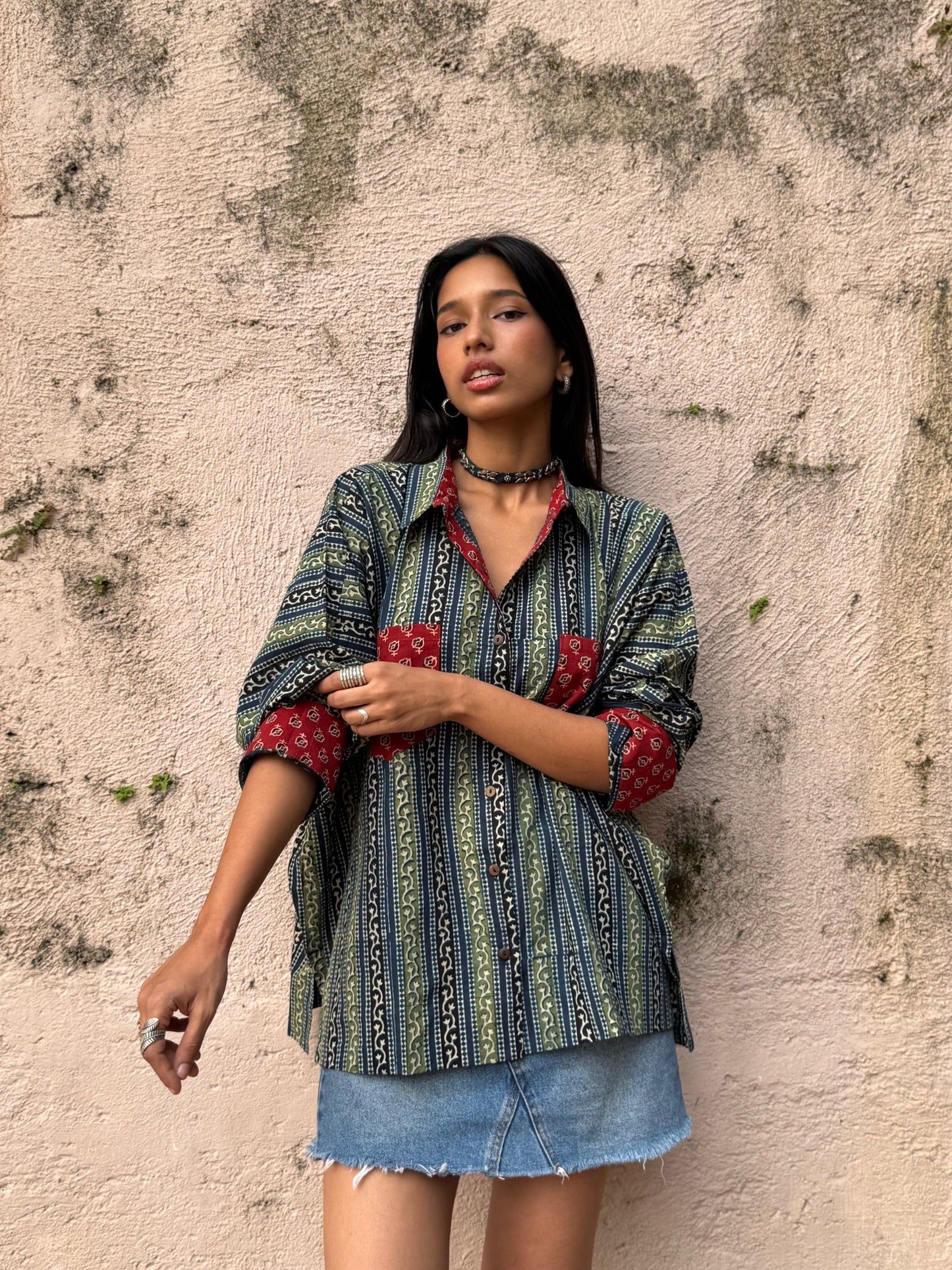 Azure Ajrakh Cotton Shirt