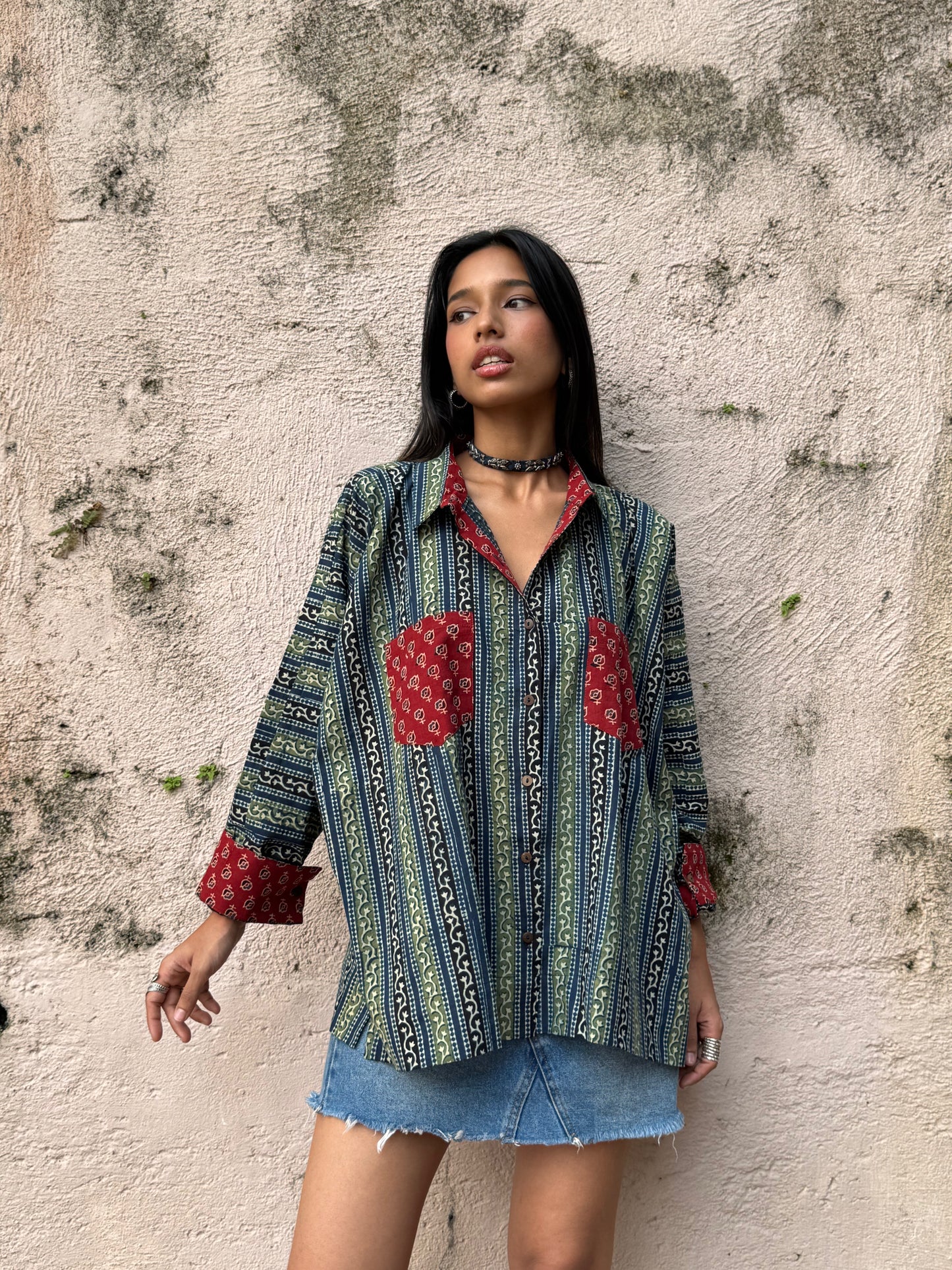 Azure Ajrakh Cotton Shirt