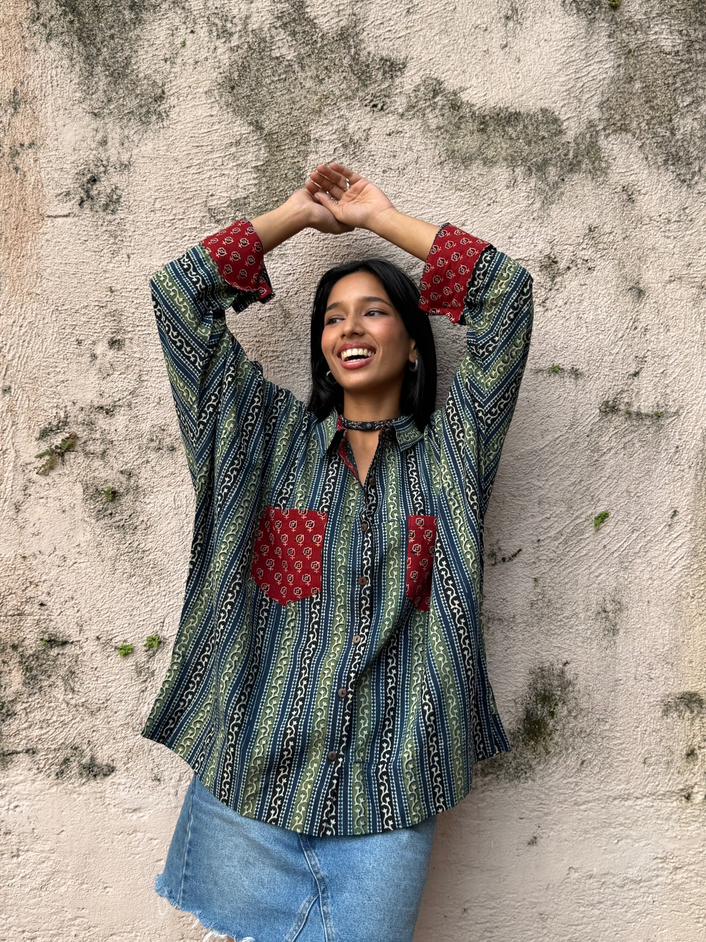 Azure Ajrakh Cotton Shirt