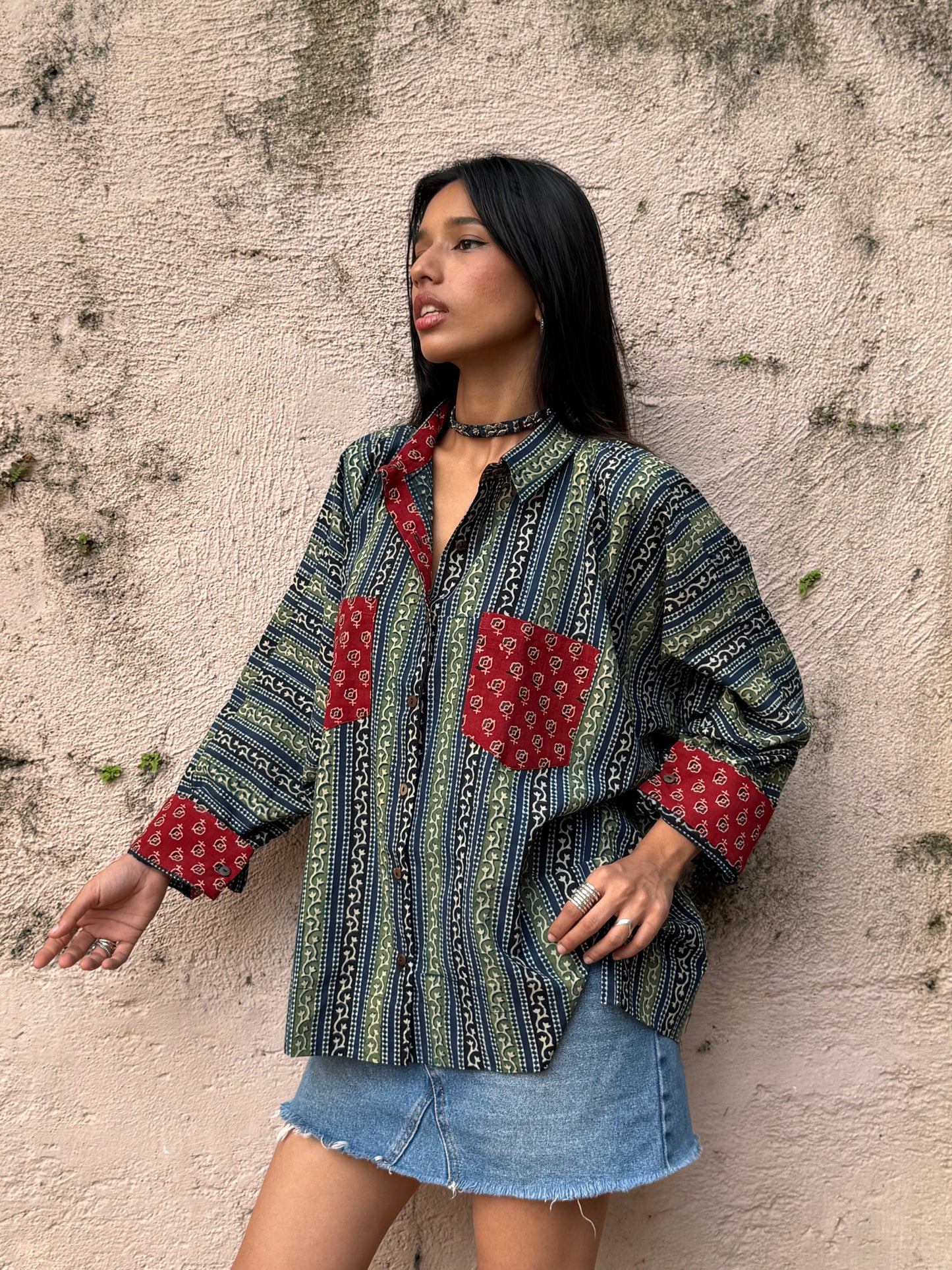 Azure Ajrakh Cotton Shirt