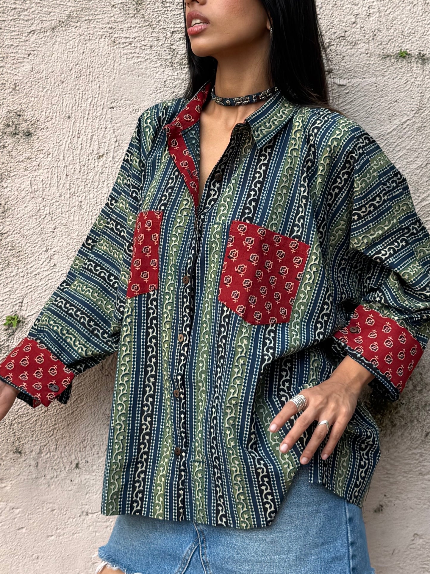 Azure Ajrakh Cotton Shirt