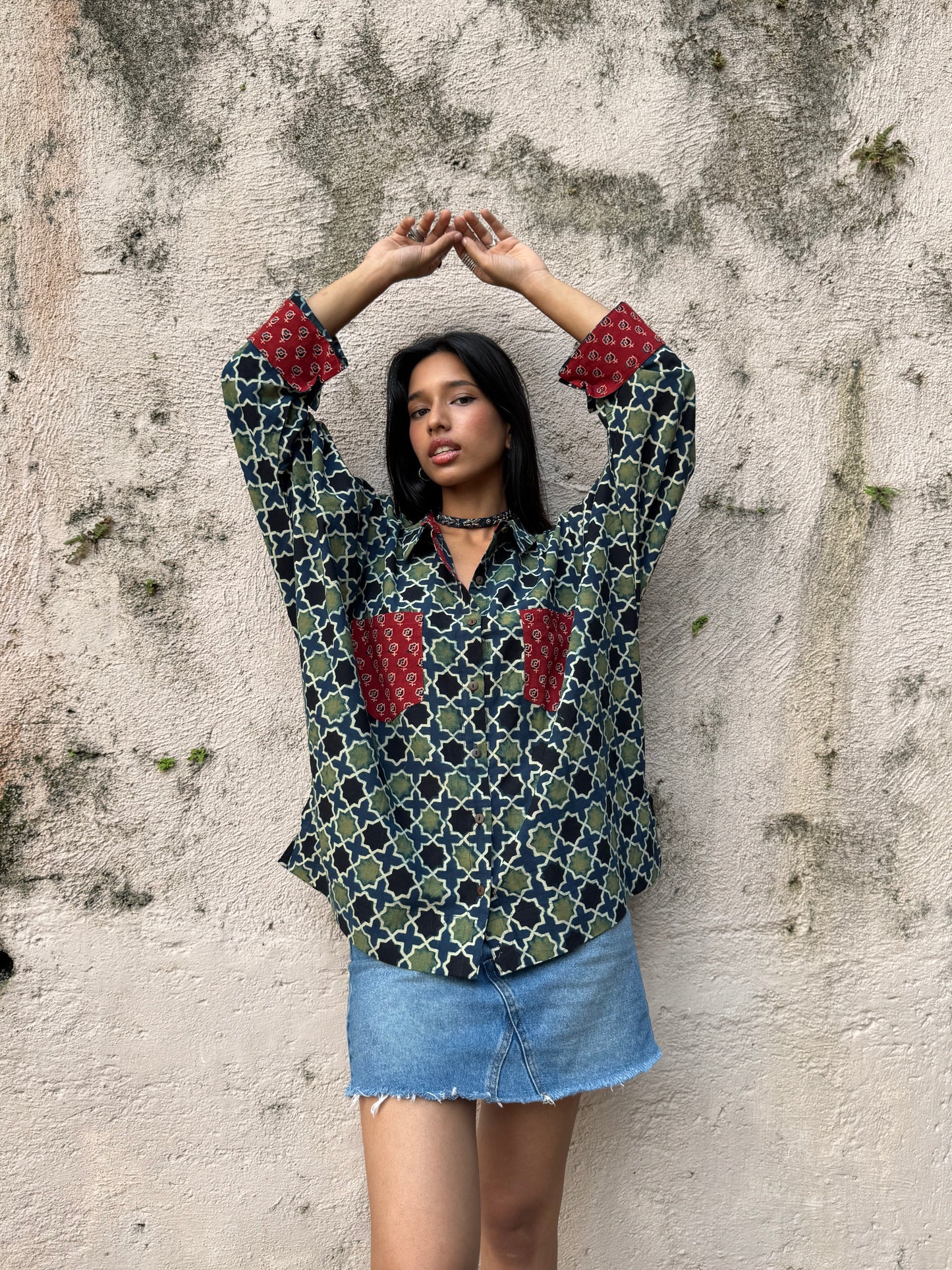 Cedar Ajrakh Cotton Shirt