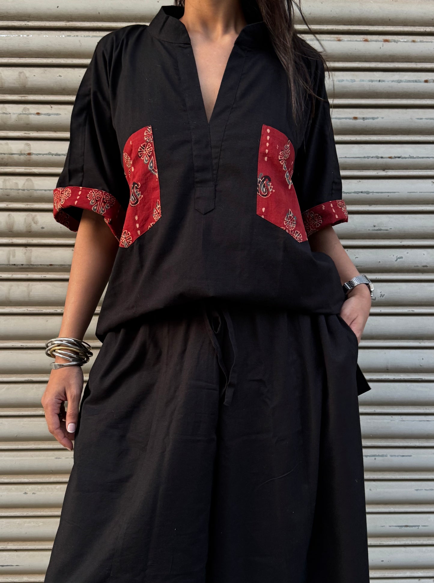 Midnight Cotton Co-ord with Balloon Pants (READY TO DISPATCH)