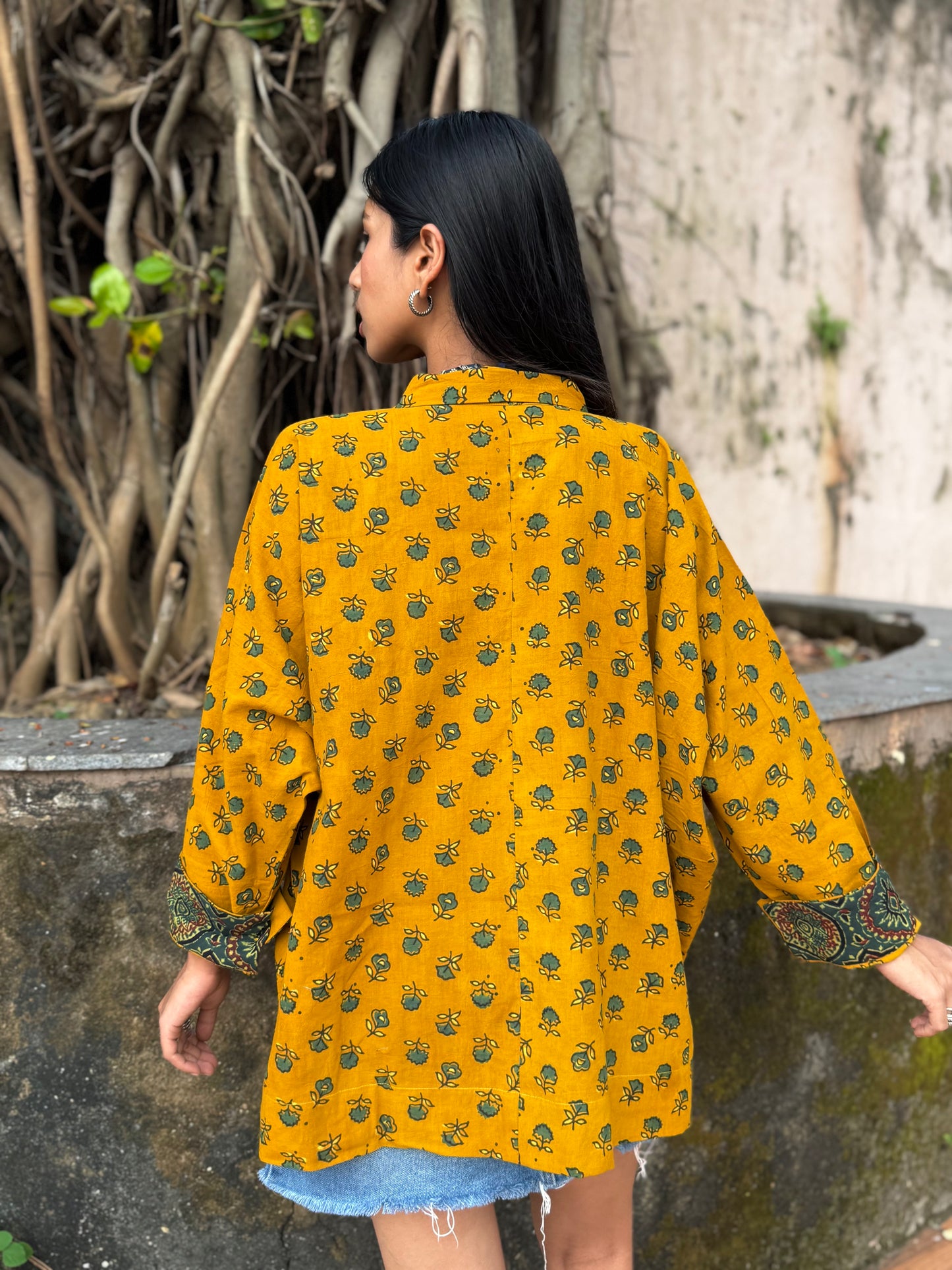 Saffron Ajrakh Cotton Shirt