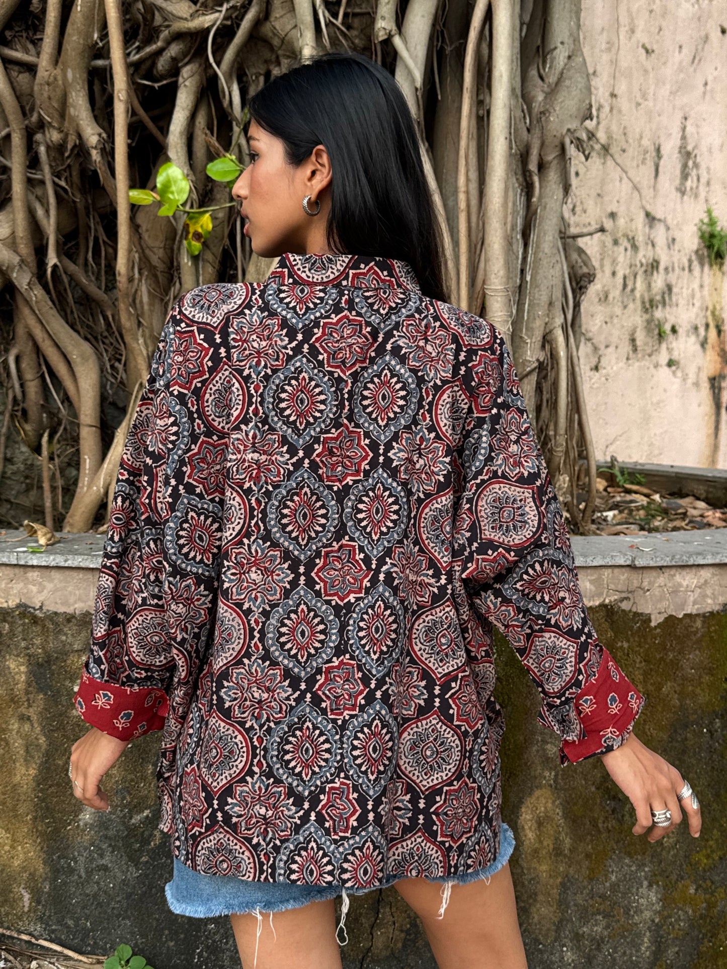 Graphite Ajrakh Cotton Shirt