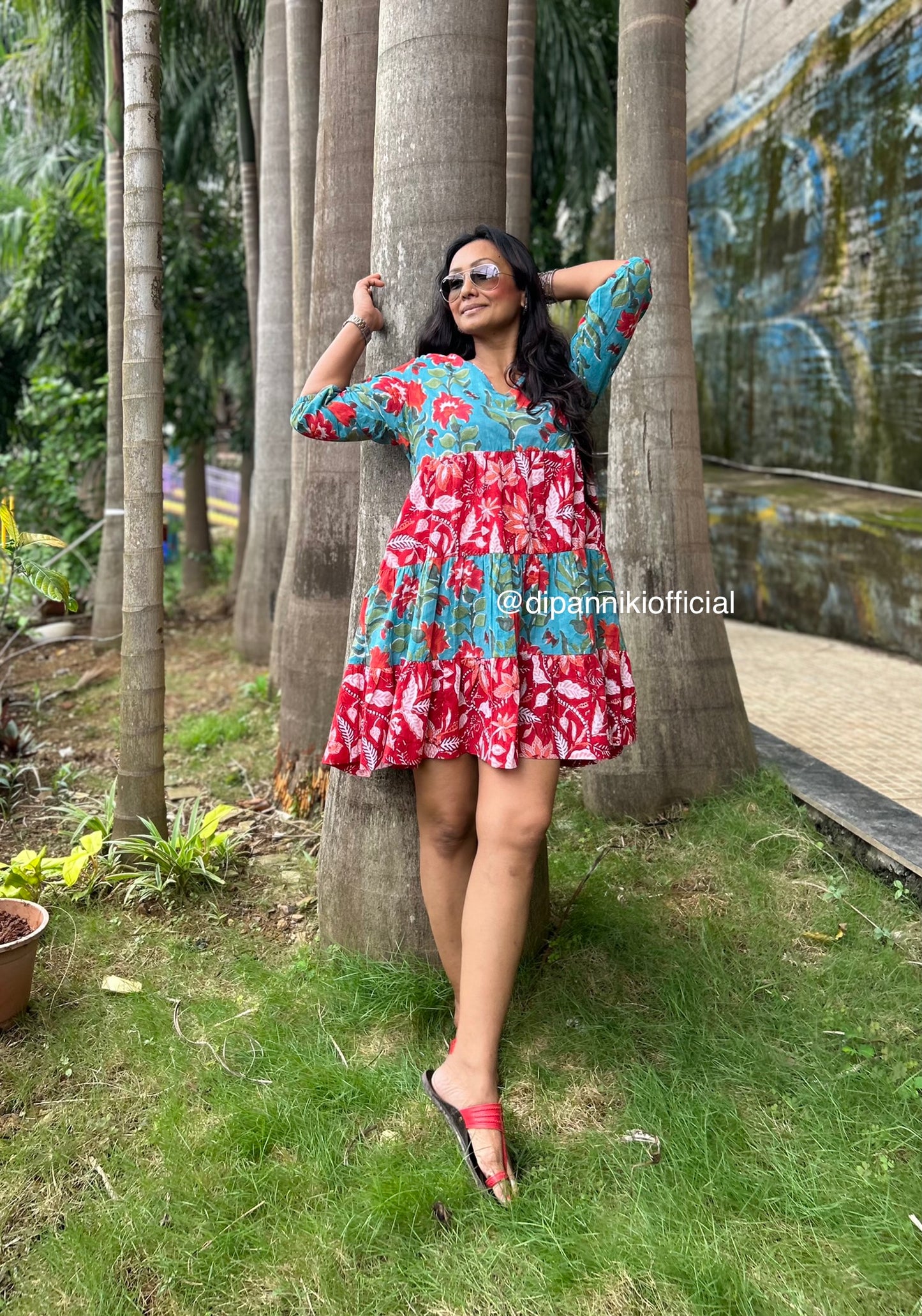 Aqua + Red Titli dress