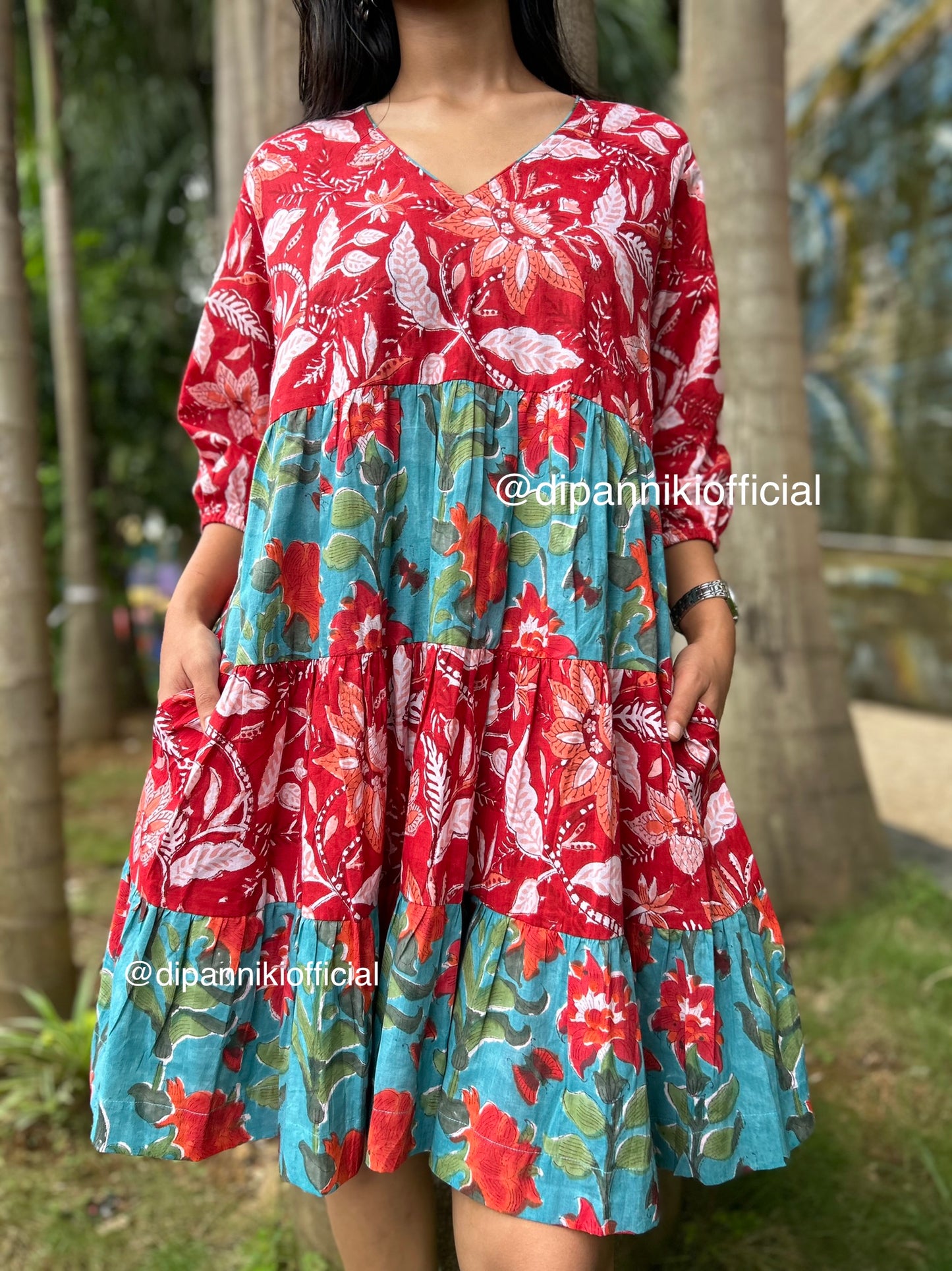 Red + Aqua Titli dress