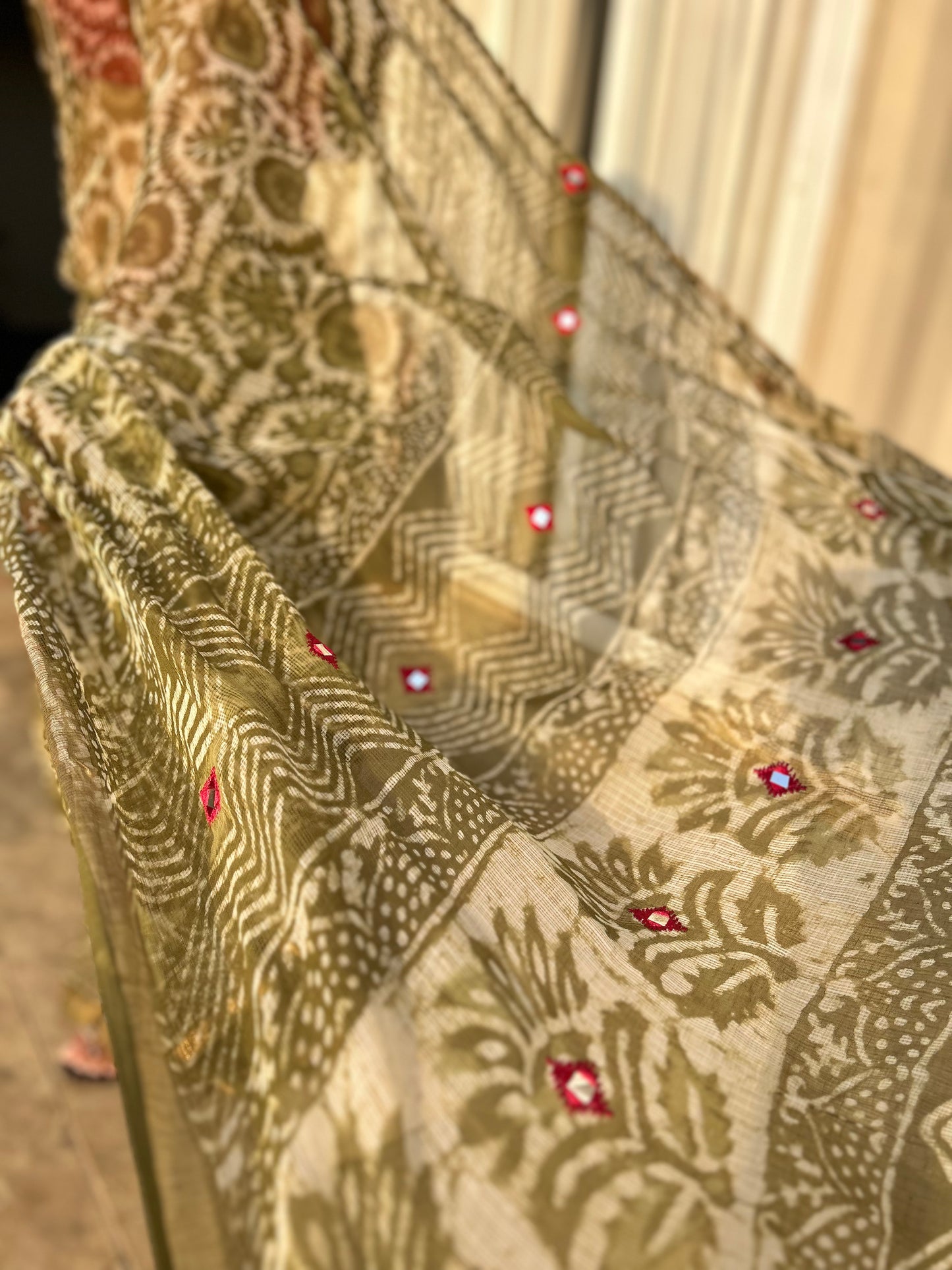 Mehendi Kota Doria Saree
