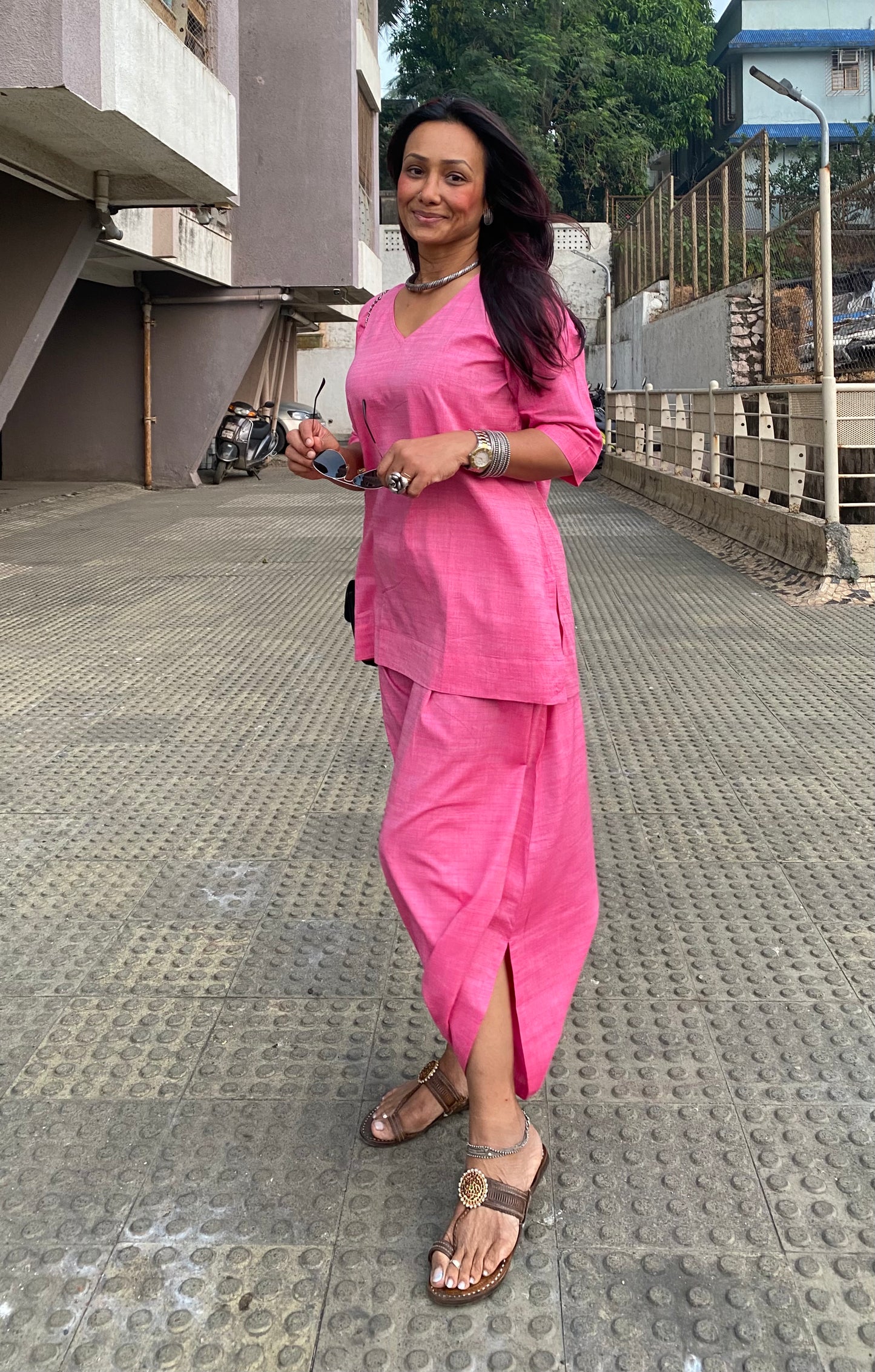 Baby Pink Dhoti co-ord set
