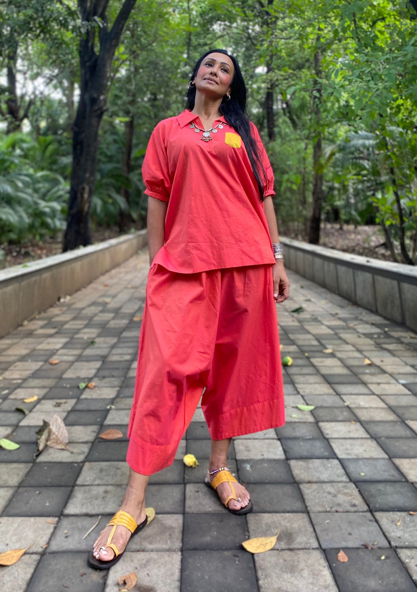 Peachy pink Jhabla co-ord set