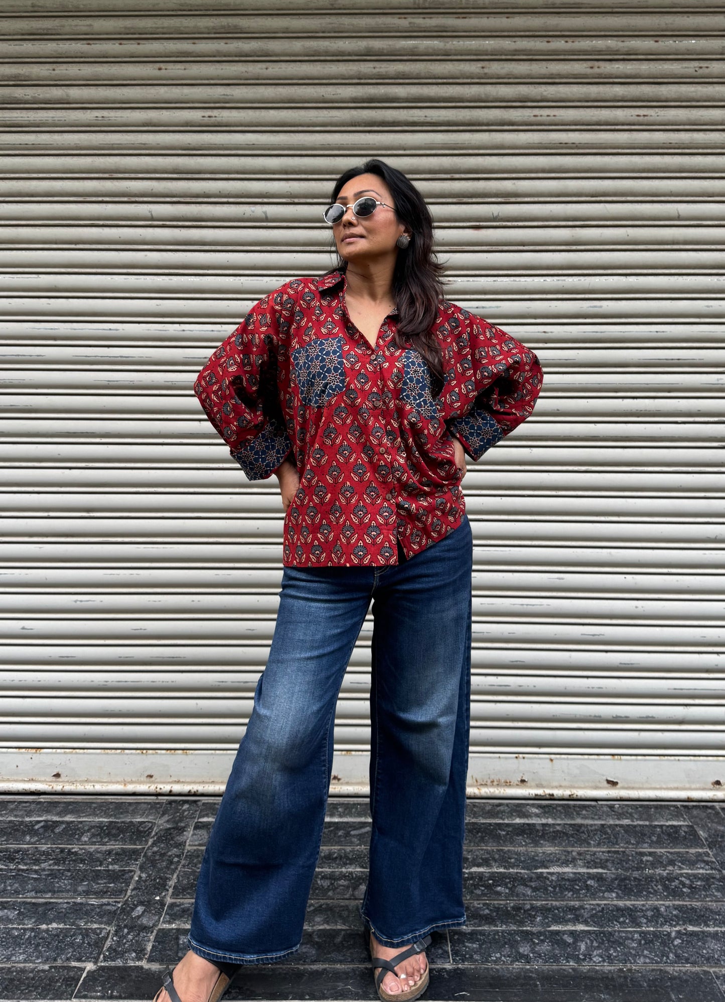 Laal Ajrakh Cotton Shirt