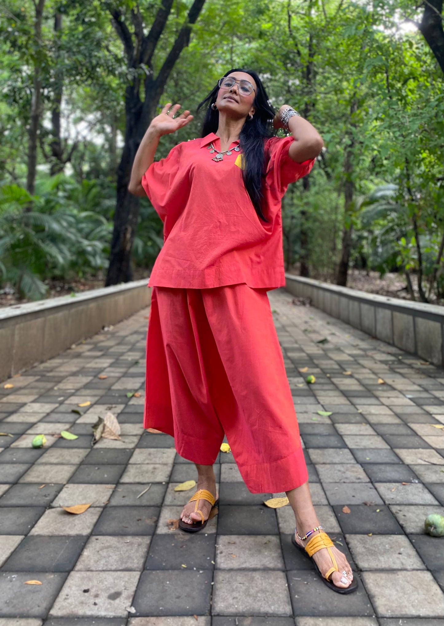 Peachy pink Jhabla co-ord set